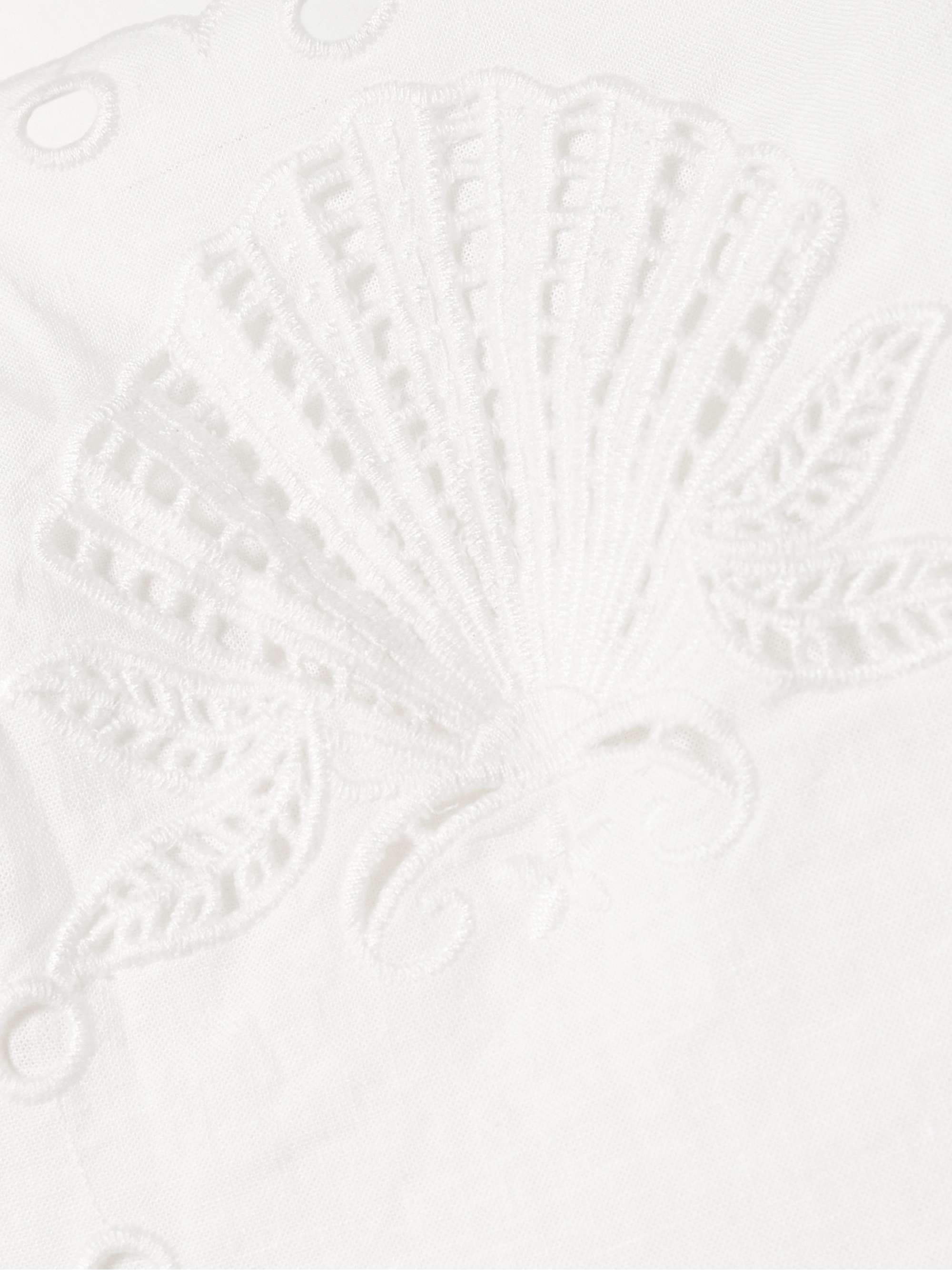 Richelieu scalloped gathered broderie anglaise linen-blend midi dress view
