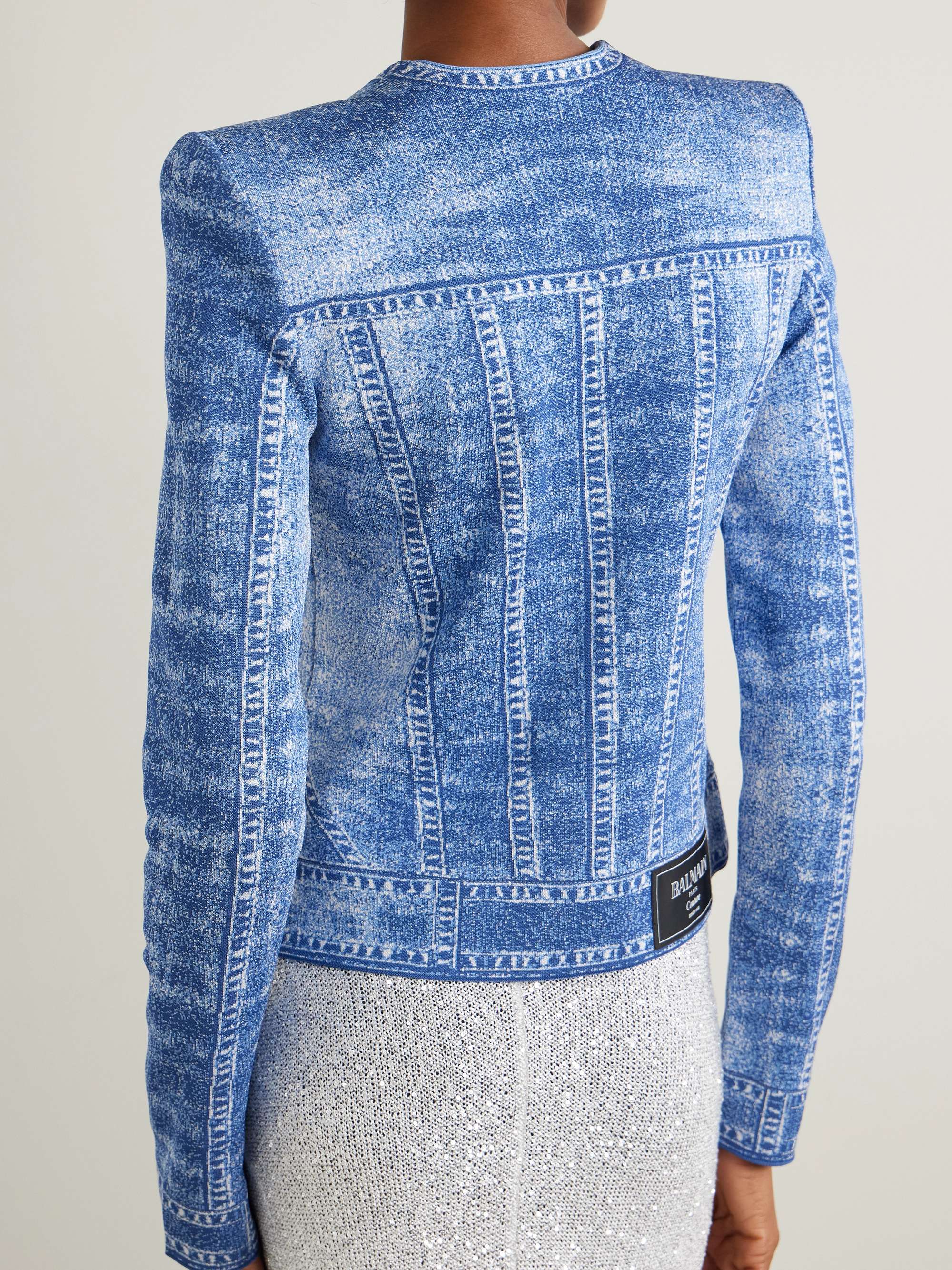 Trompe l'oeil jacquard-knit cardigan view
