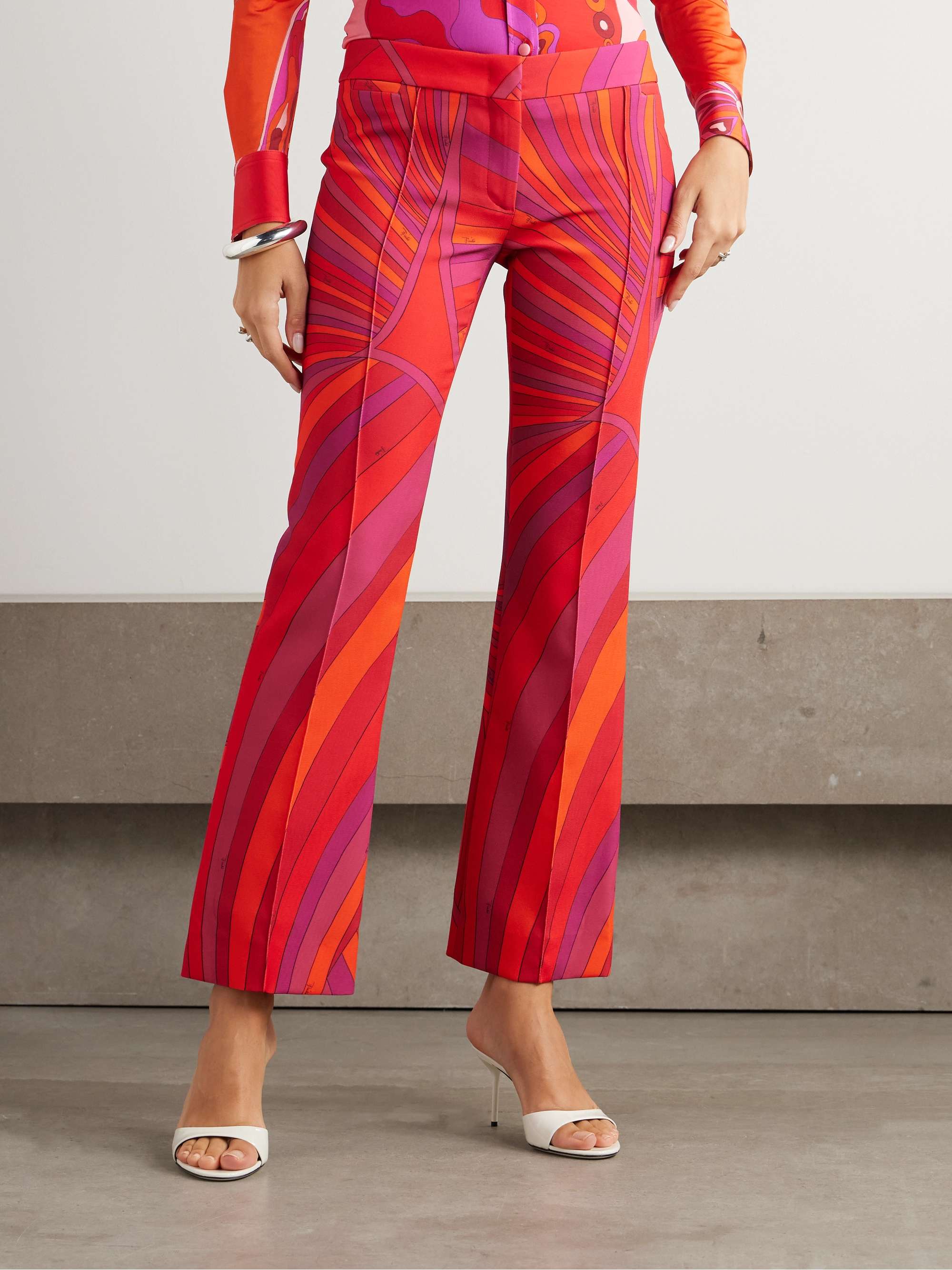 Cropped printed cady straight-leg pants view