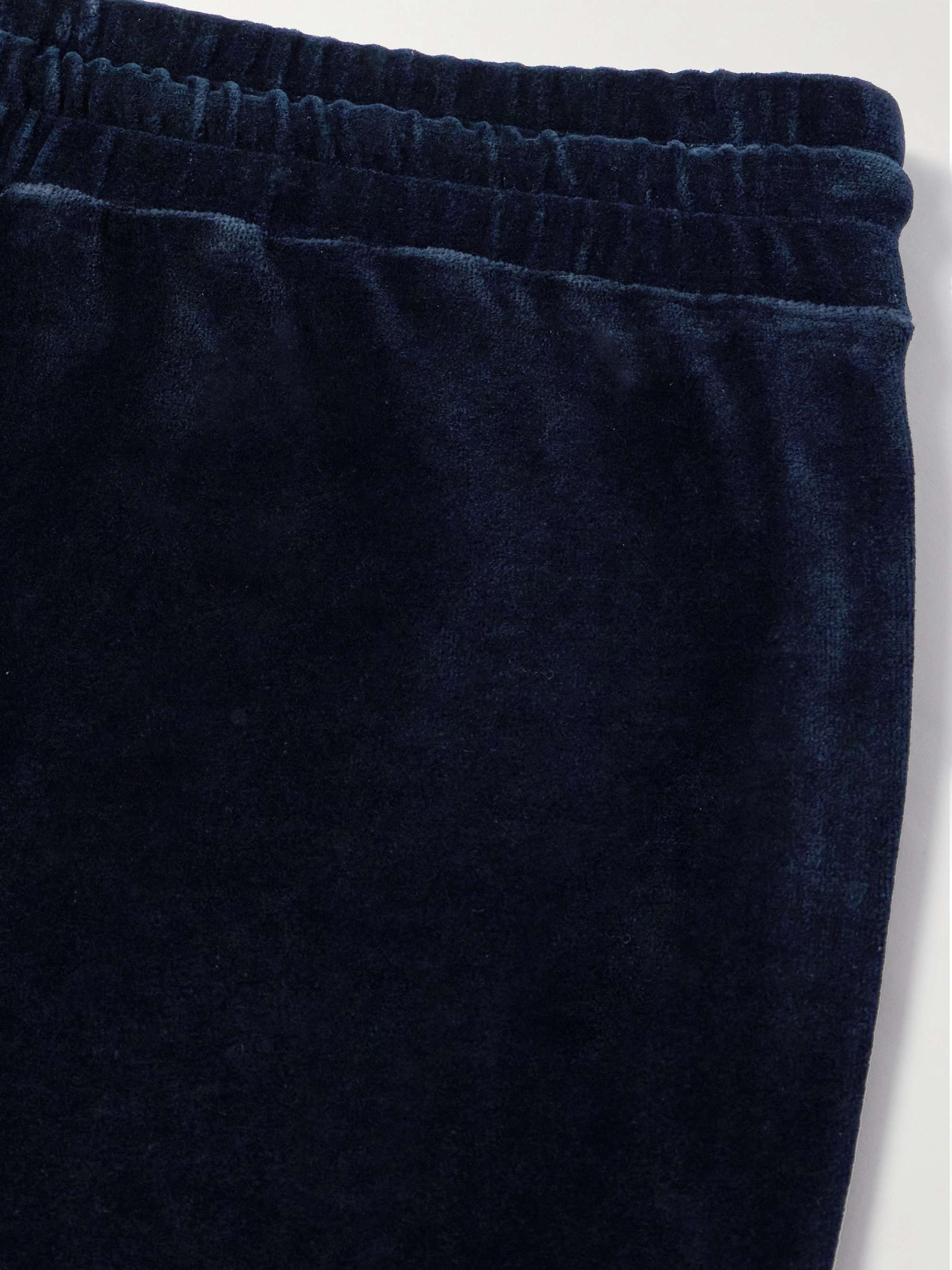 Straight-Leg Logo-Embroidered Cotton-Blend Velour Track Pants view