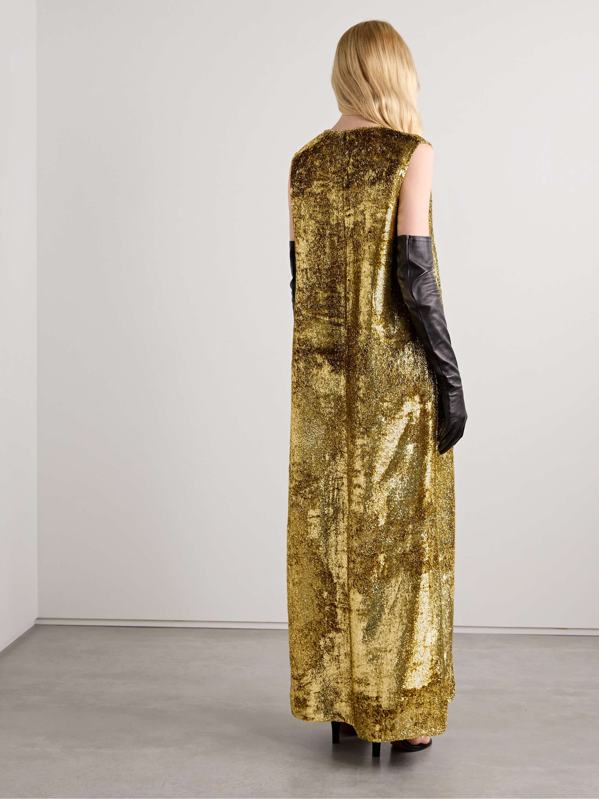 Louane Lurex and silk-blend gown view