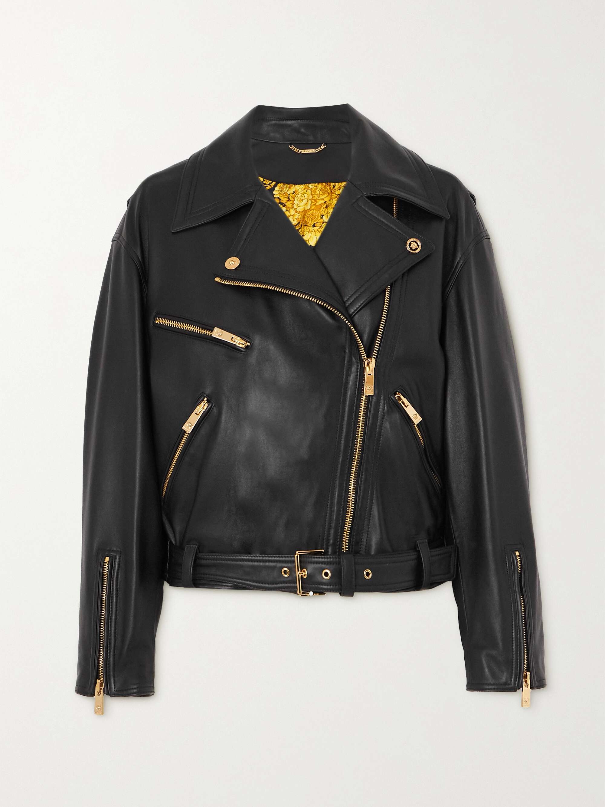Icons belted leather biker jacket view