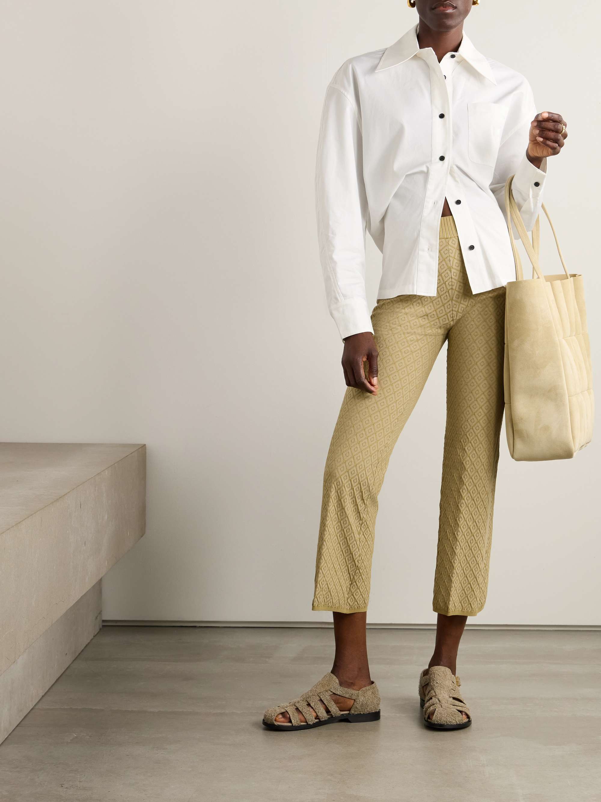 Kick It cropped cotton-blend jacquard flared pants view