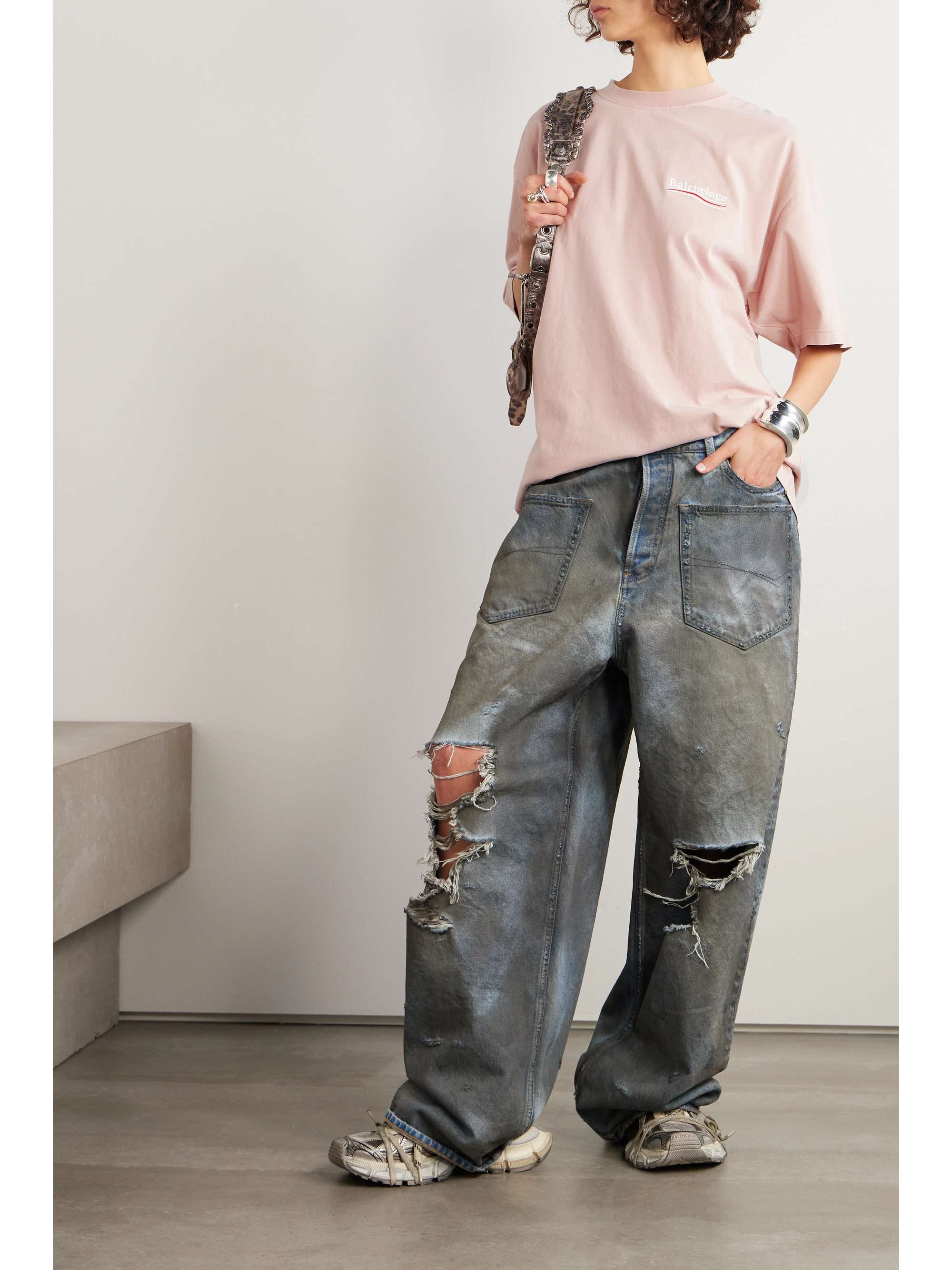 Oversized embroidered cotton-jersey T-shirt view
