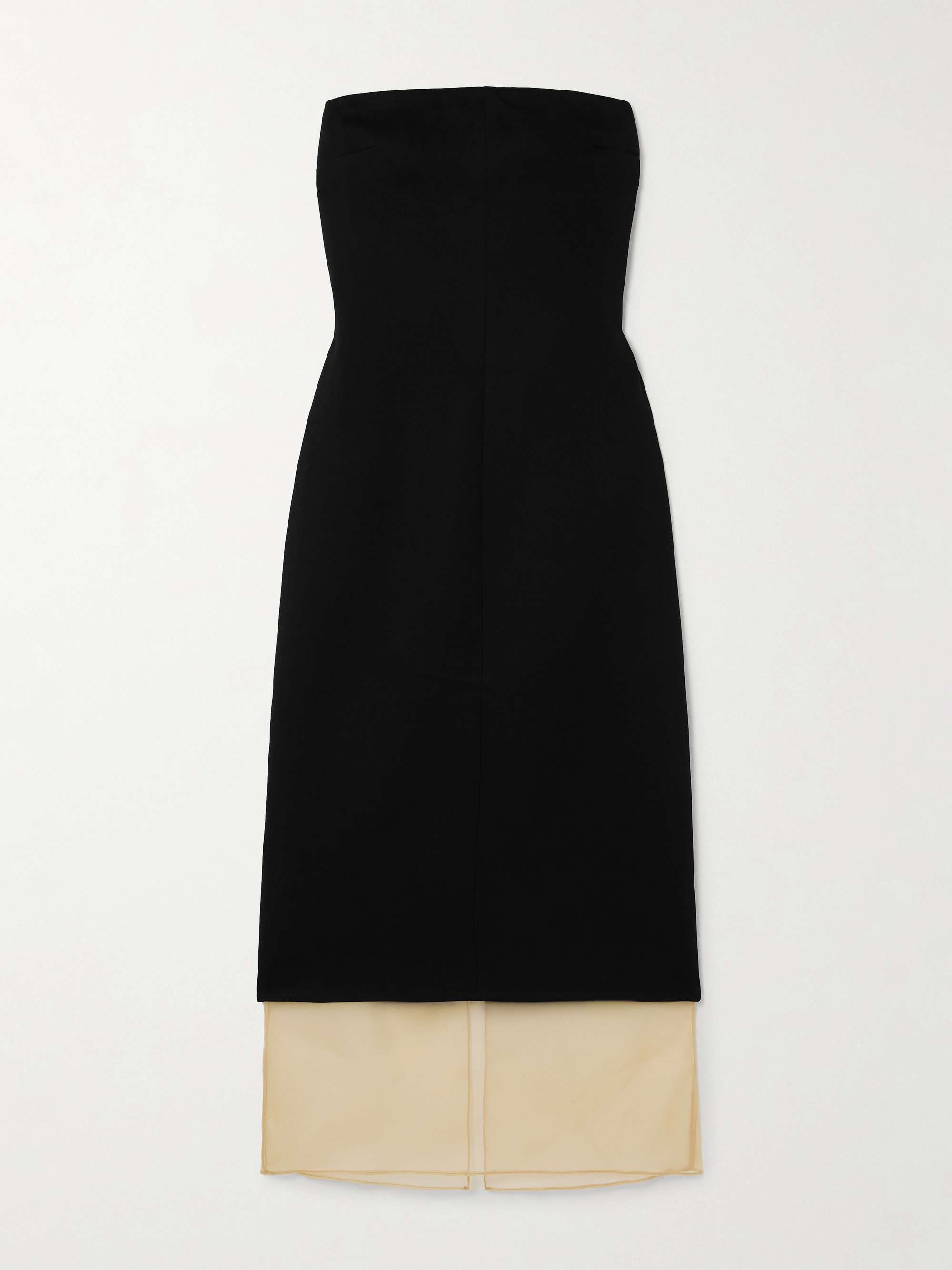 Issia strapless silk organza-trimmed crepe dress view