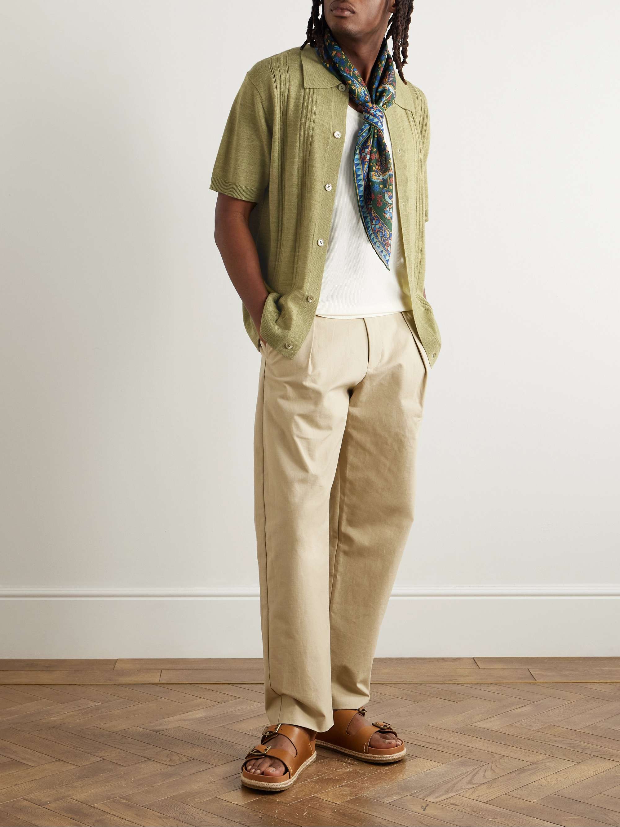 Thor 6584 Pointelle-Knit Wool-Blend Shirt view