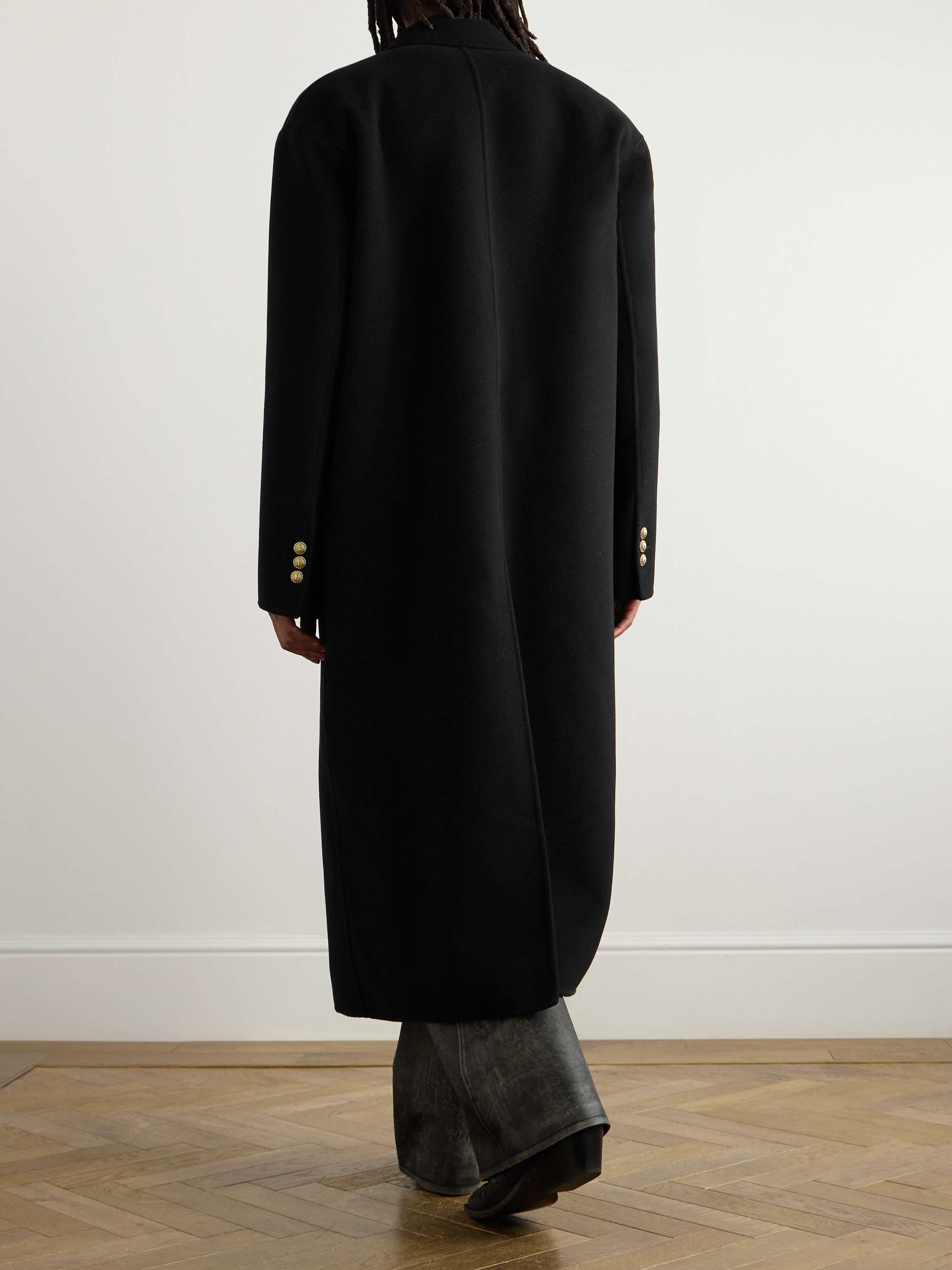 Double-Breasted Virgin Wool and Cashmere-Blend Coat view