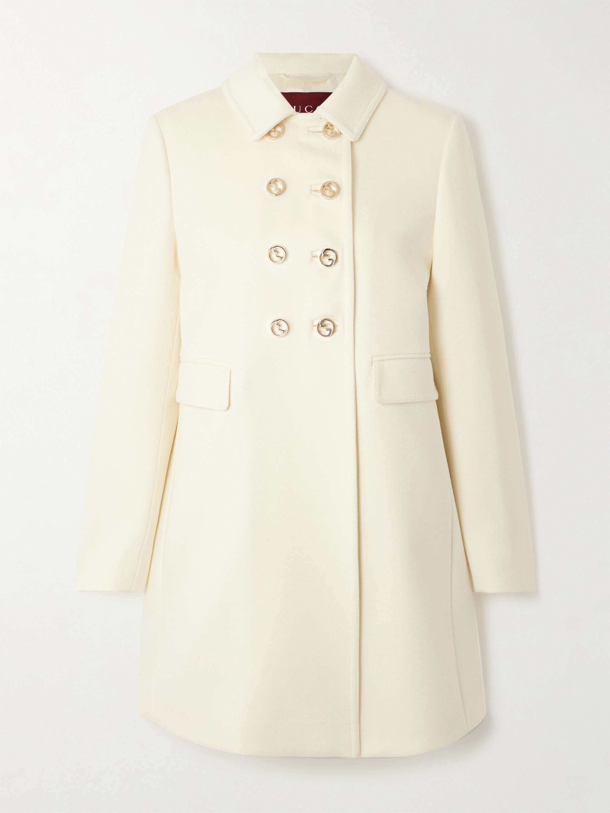 Double-breasted wool-twill coat view