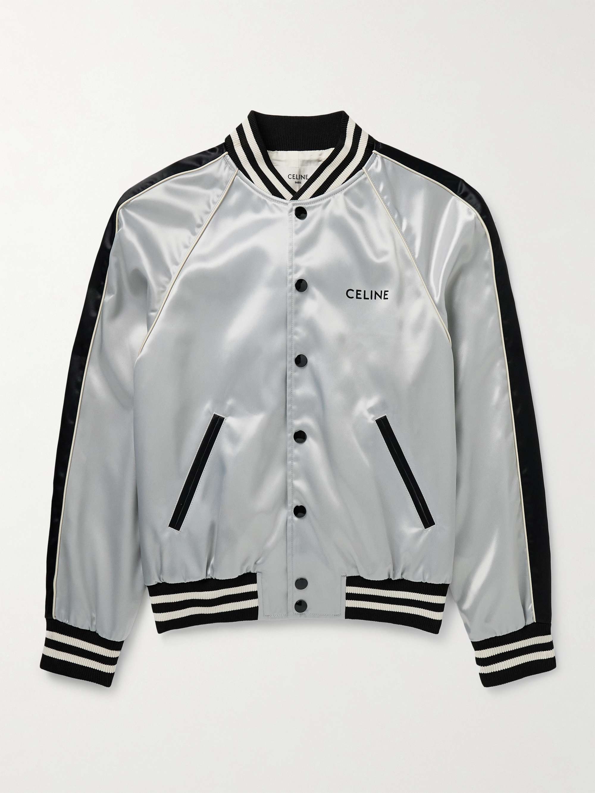 Striped Satin Bomber Jacket view
