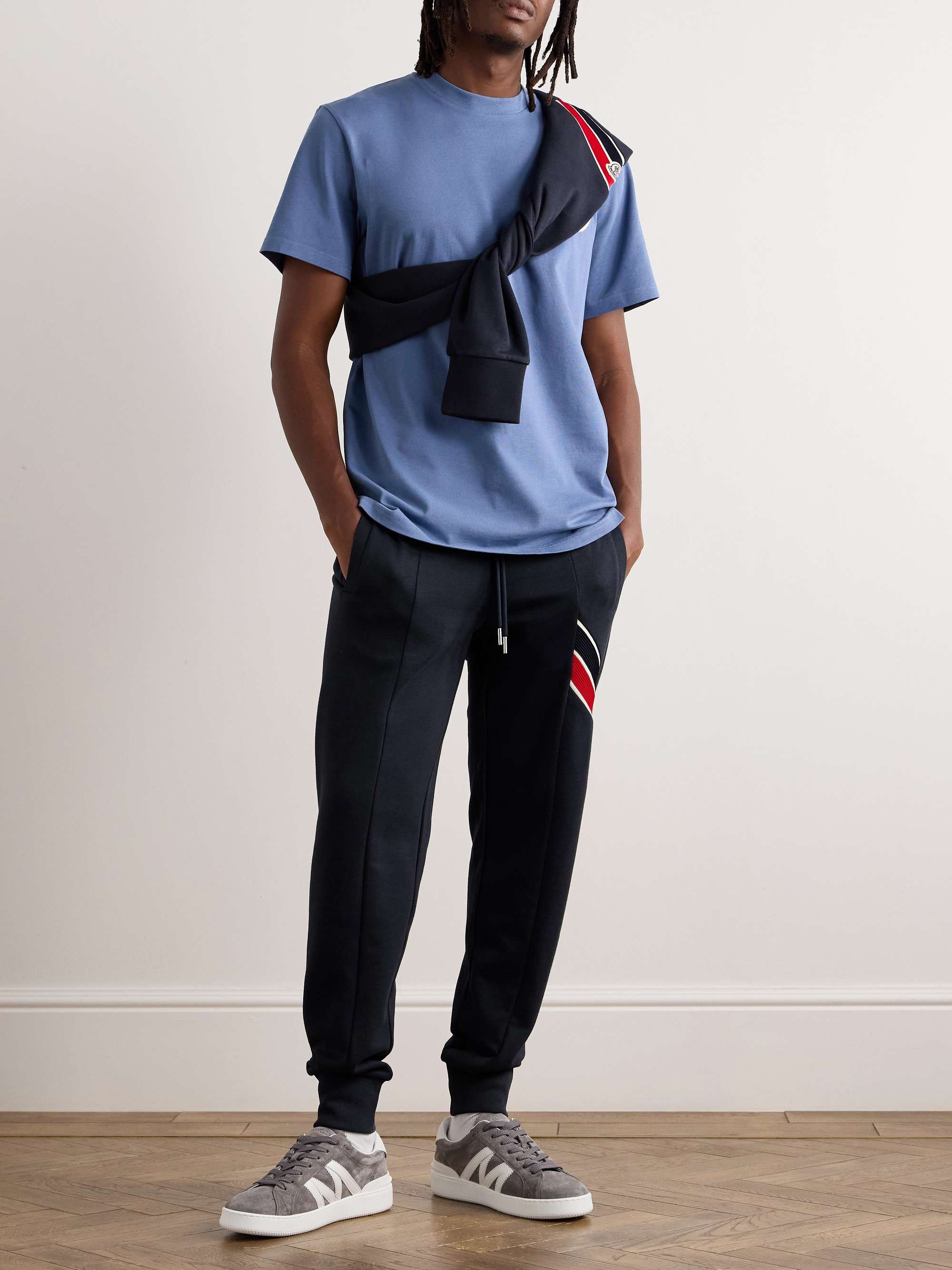Logo-Appliquéd Webbing-Trimmed Cotton-Blend Jersey Sweatpants view
