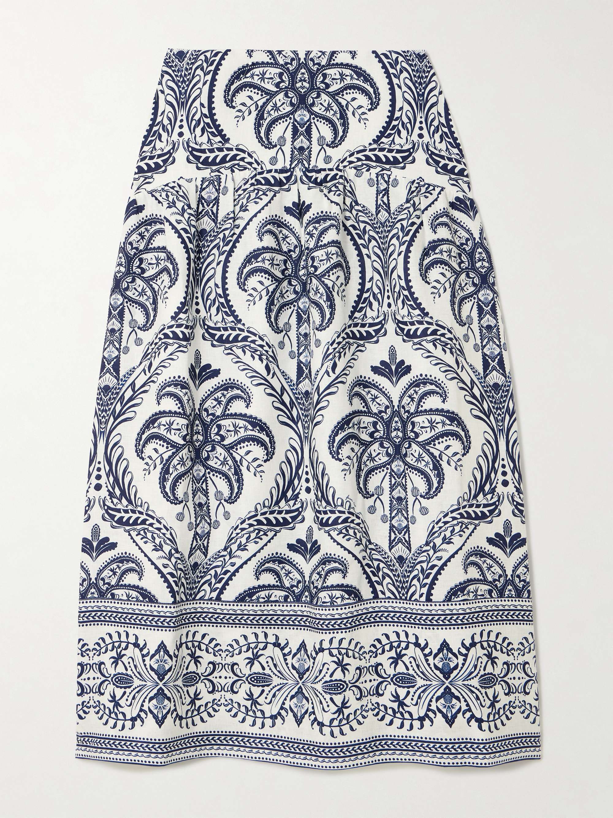 Tripical Cameo shirred printed linen midi skirt view