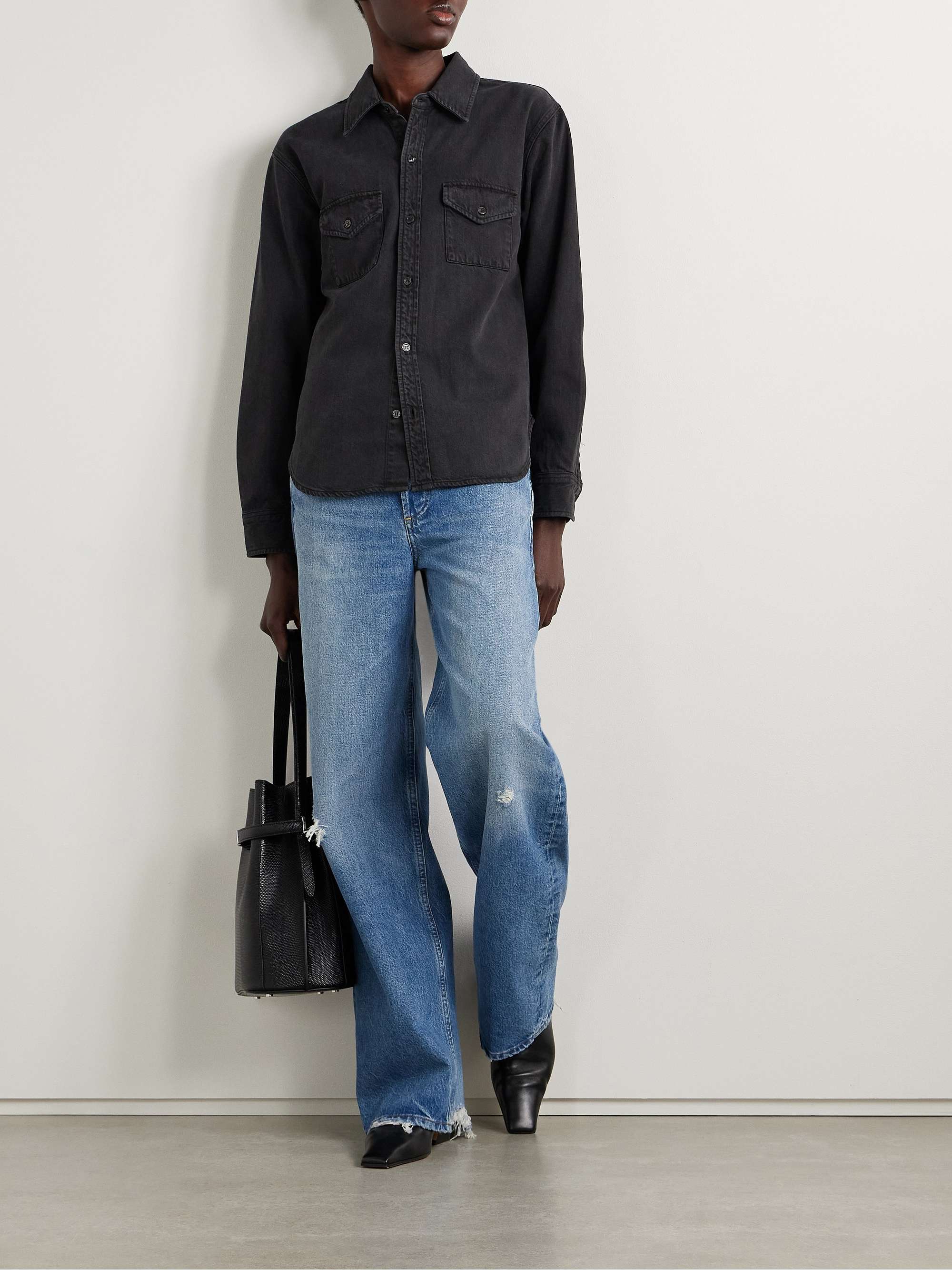 Ayla Baggy distressed high-rise wide-leg jeans view
