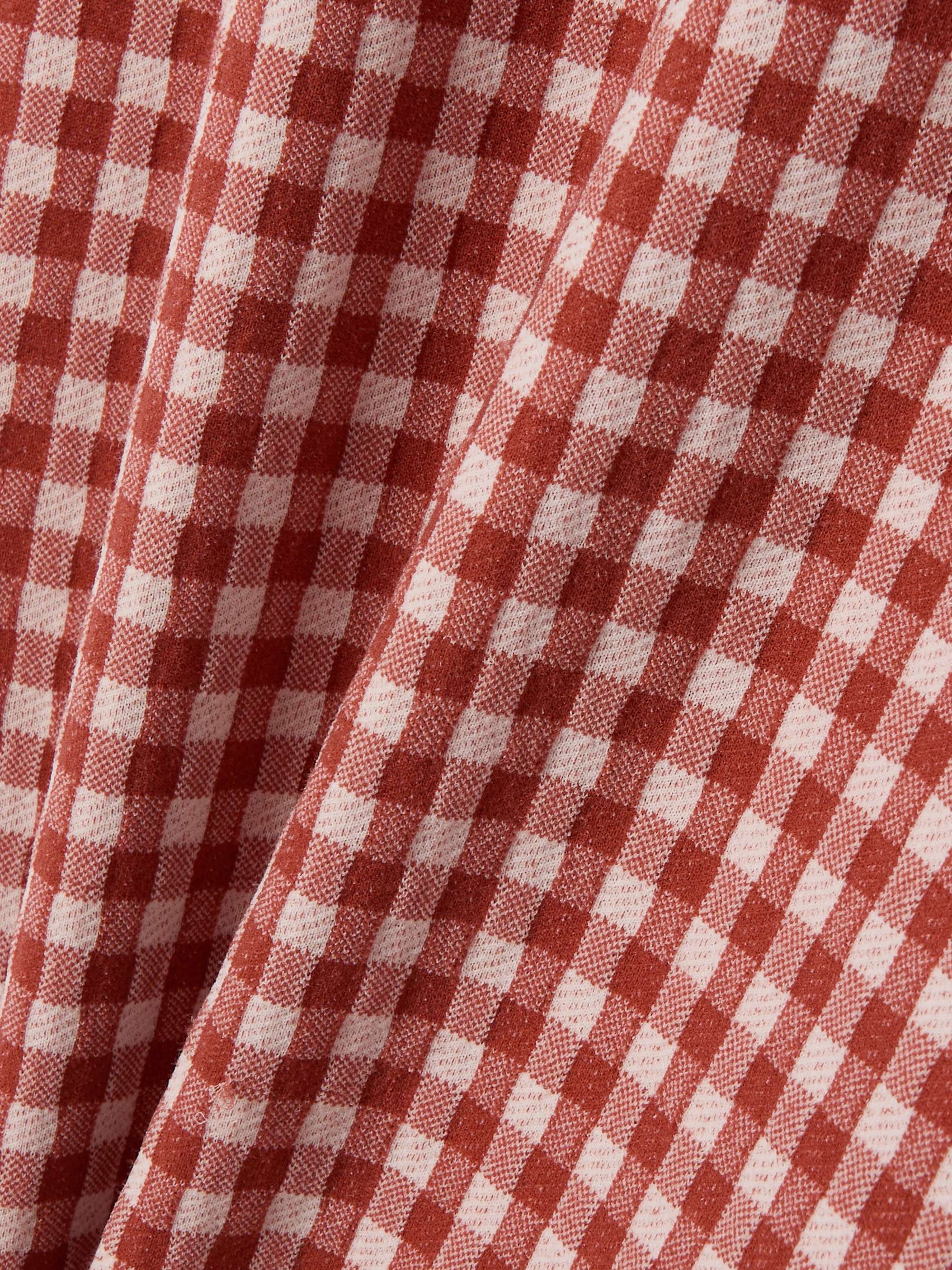 Off-the-shoulder checked stretch-knit midi dress view