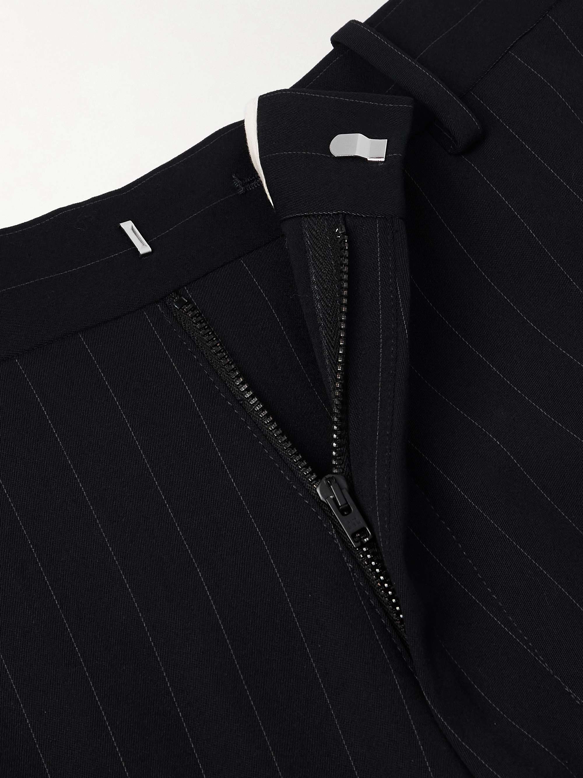 Wide-Leg Pinstriped Twill Trousers view