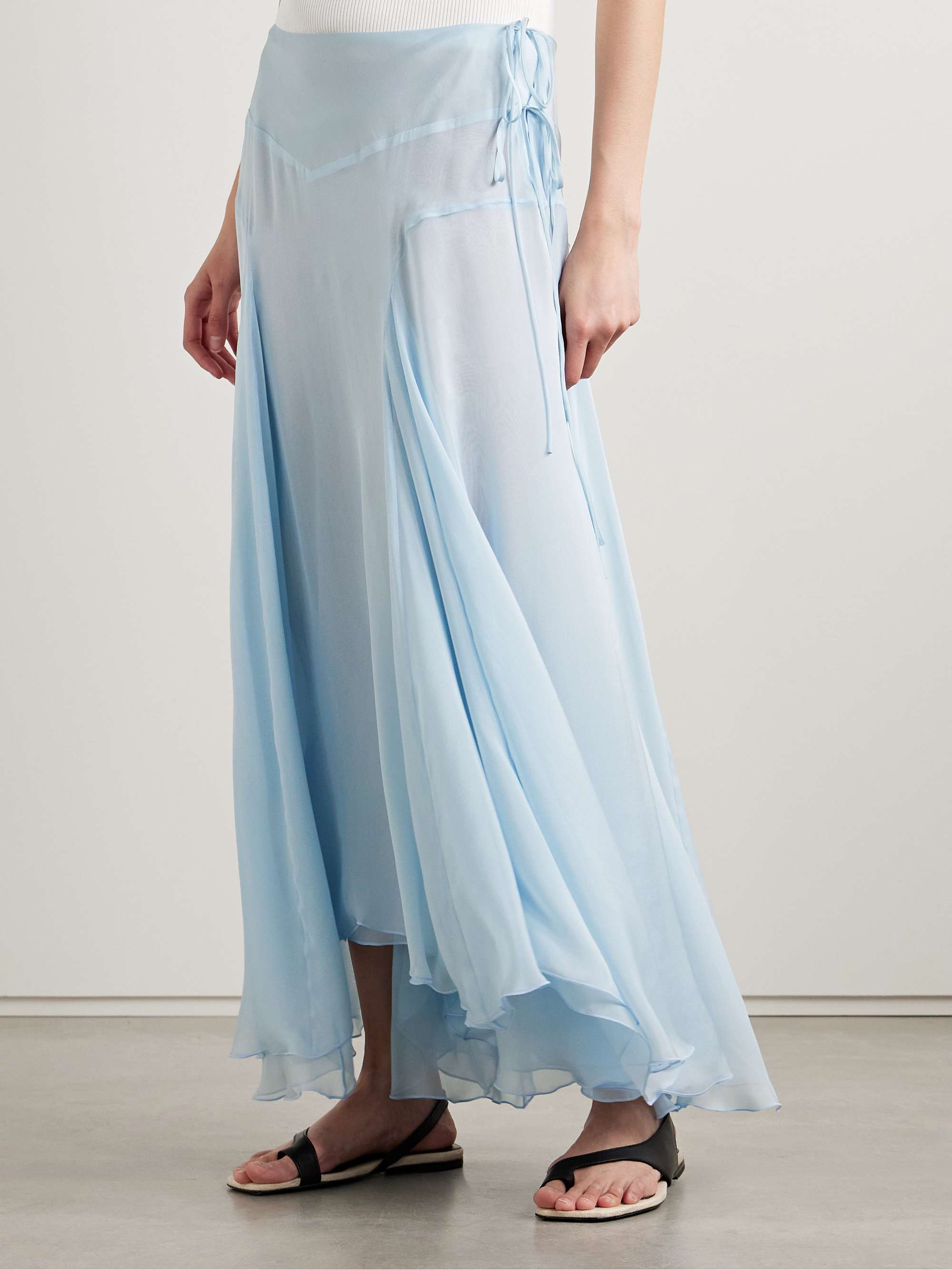 Alyse asymmetric pleated silk-chiffon maxi wrap skirt view