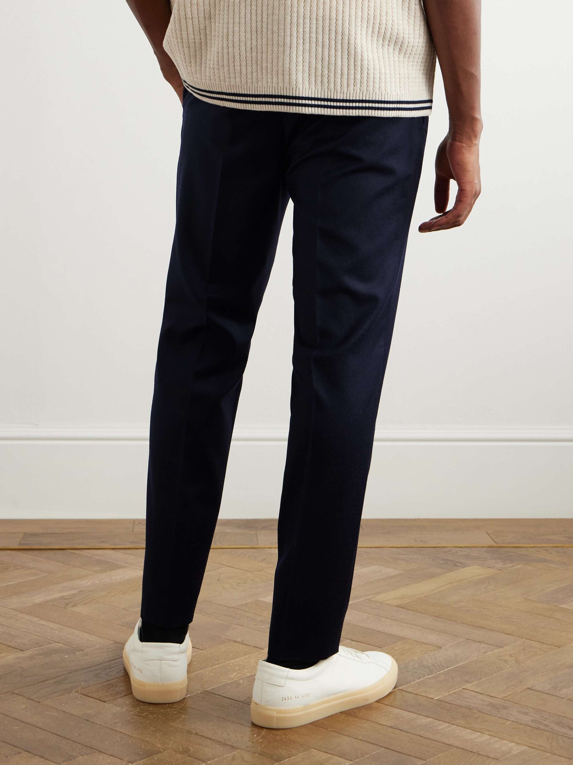 Venezia 1951 Tapered Pleated Brushed Virgin Wool-Twill Drawstring Trousers view