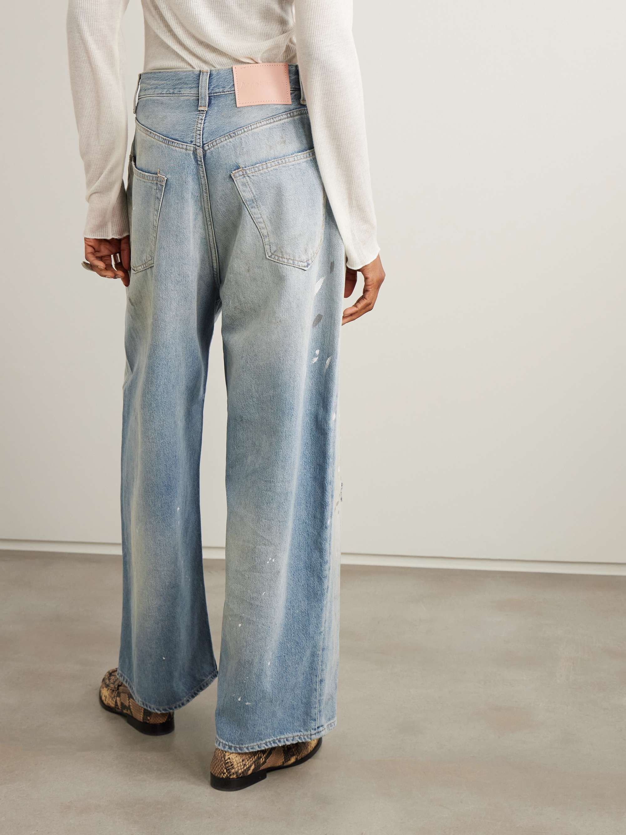 Distressed organic low-rise wide-leg jeans view
