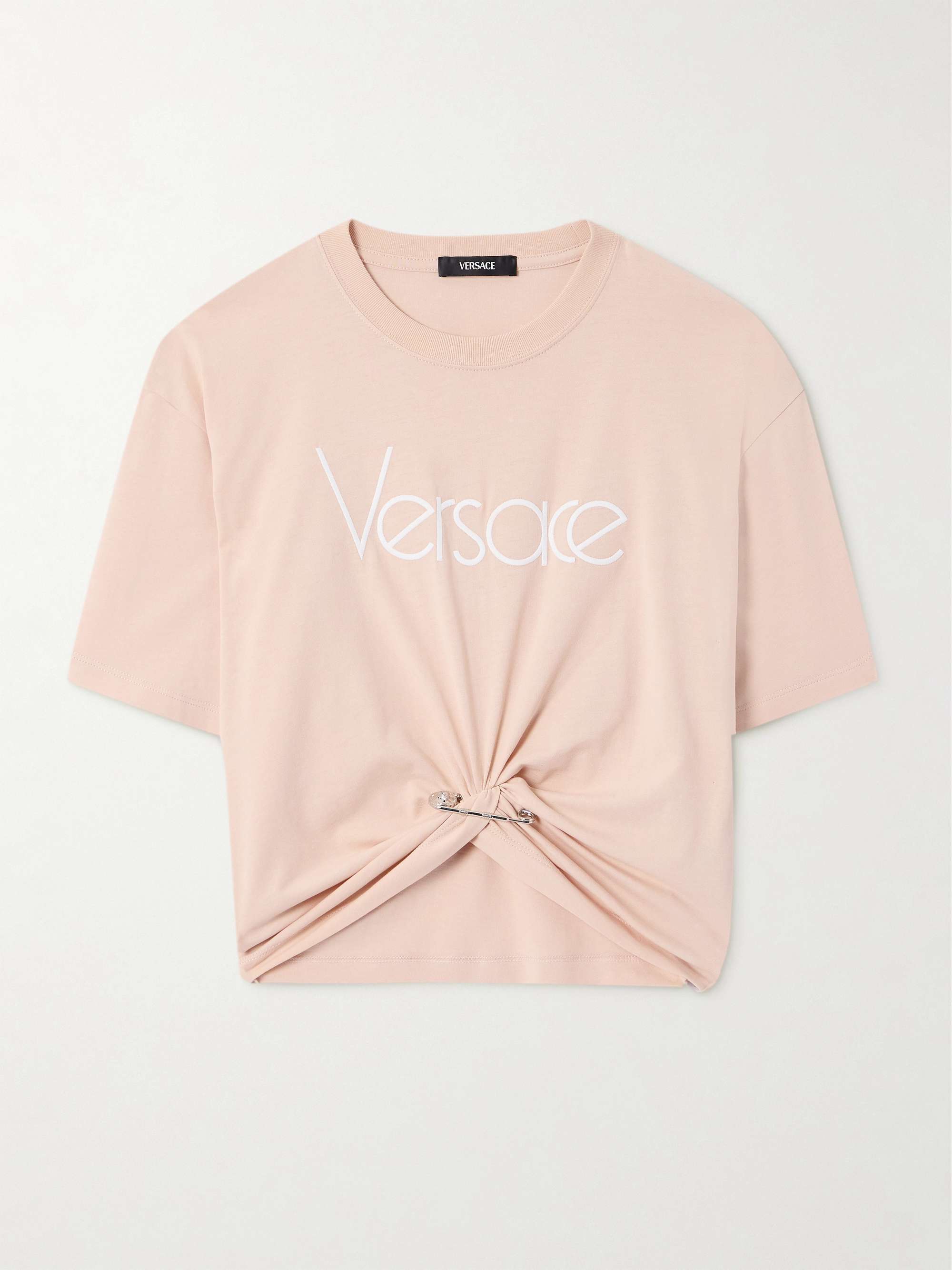 Cropped embellished cotton-jersey T-shirt view