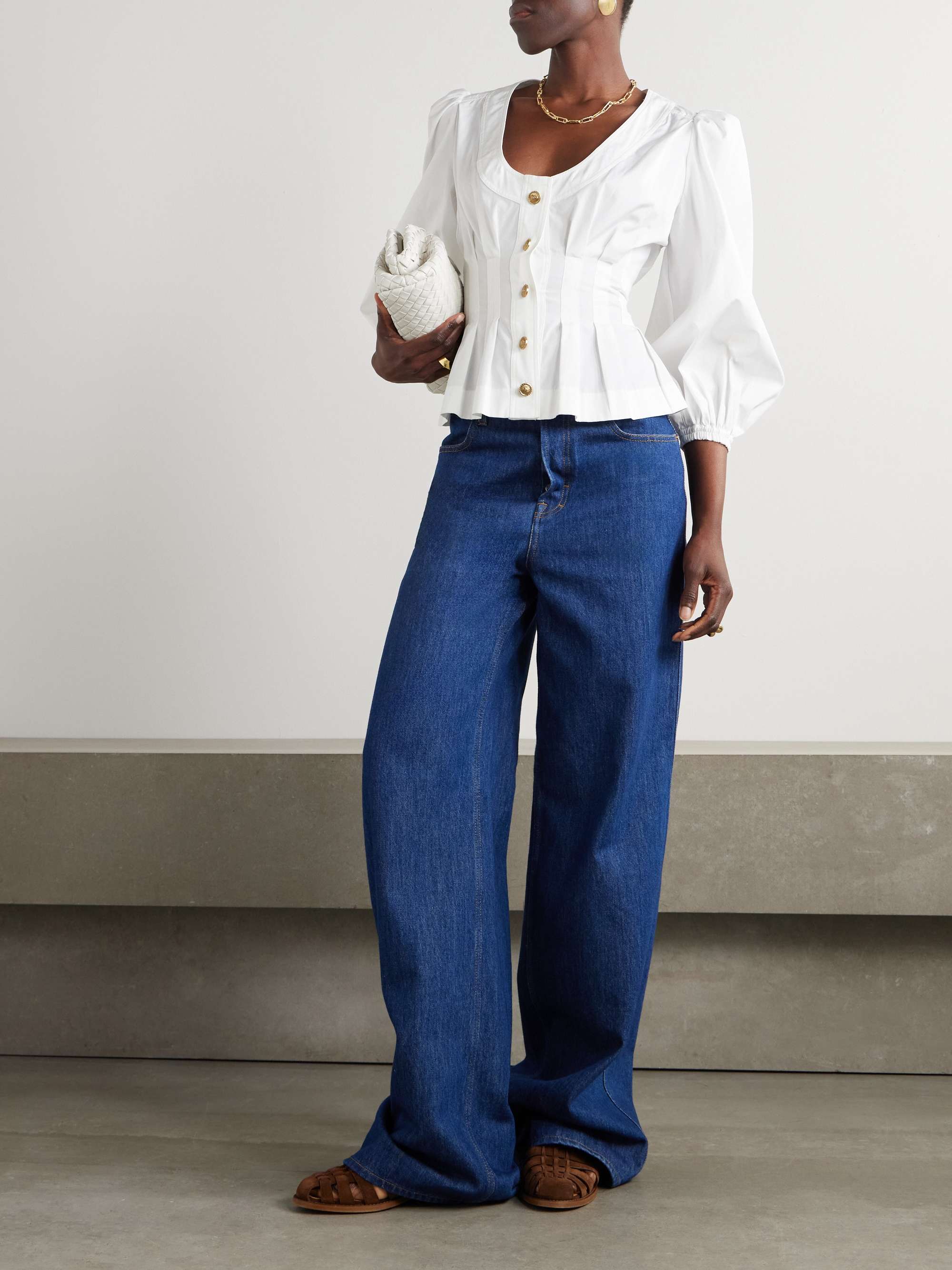 Primrose cotton-poplin peplum shirt view