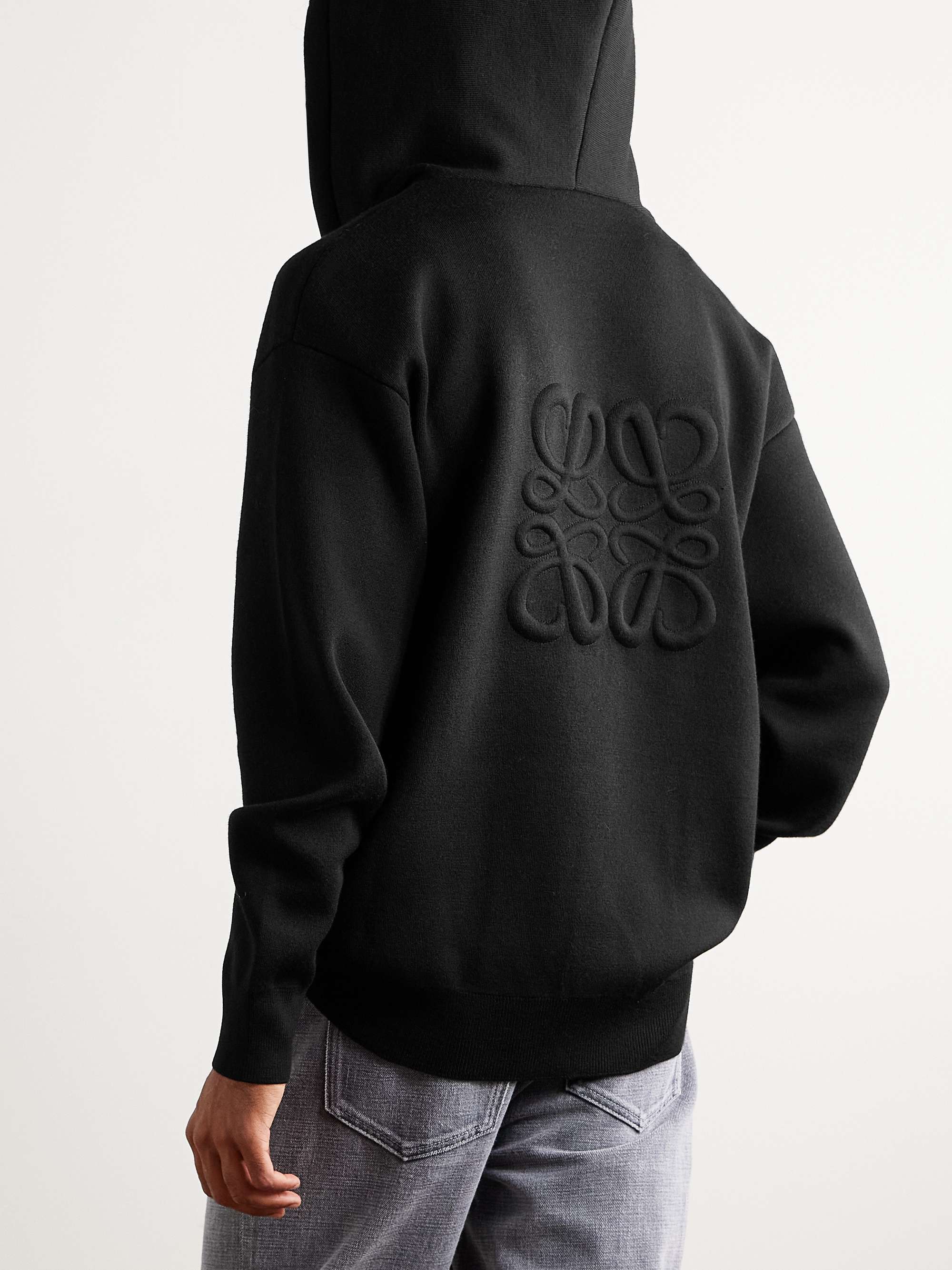 Logo-Embossed Wool-Blend Zip-Up Hoodie view
