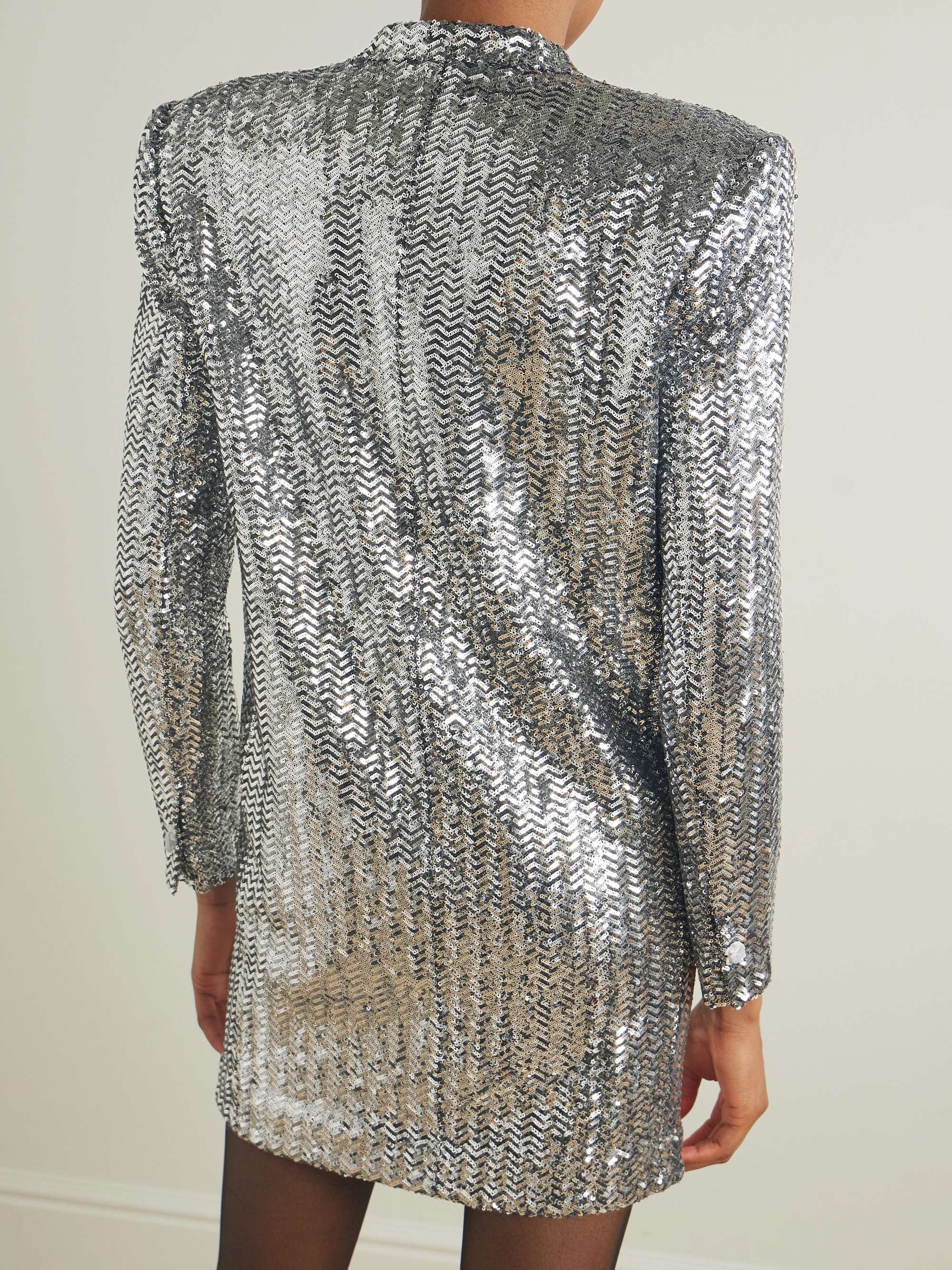 Veneda double-breasted sequined satin mini dress view