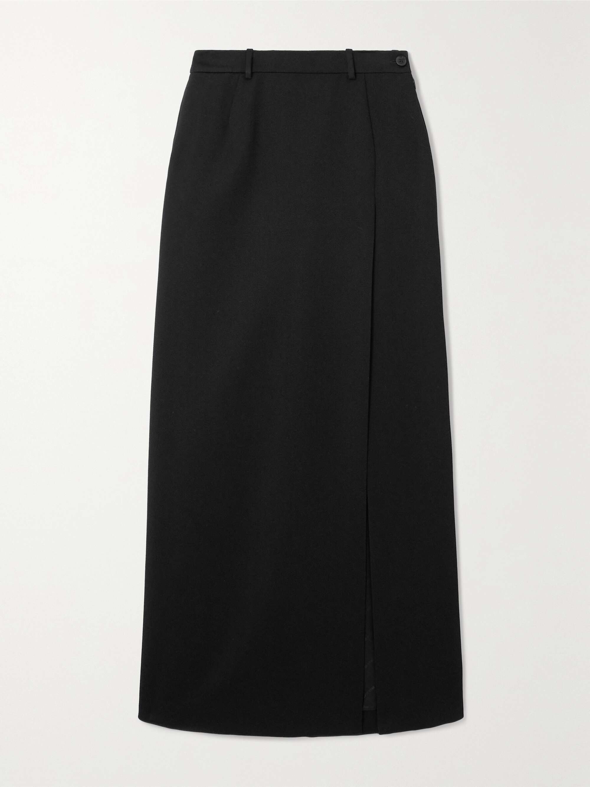 Wrap-effect wool-gabardine maxi skirt view