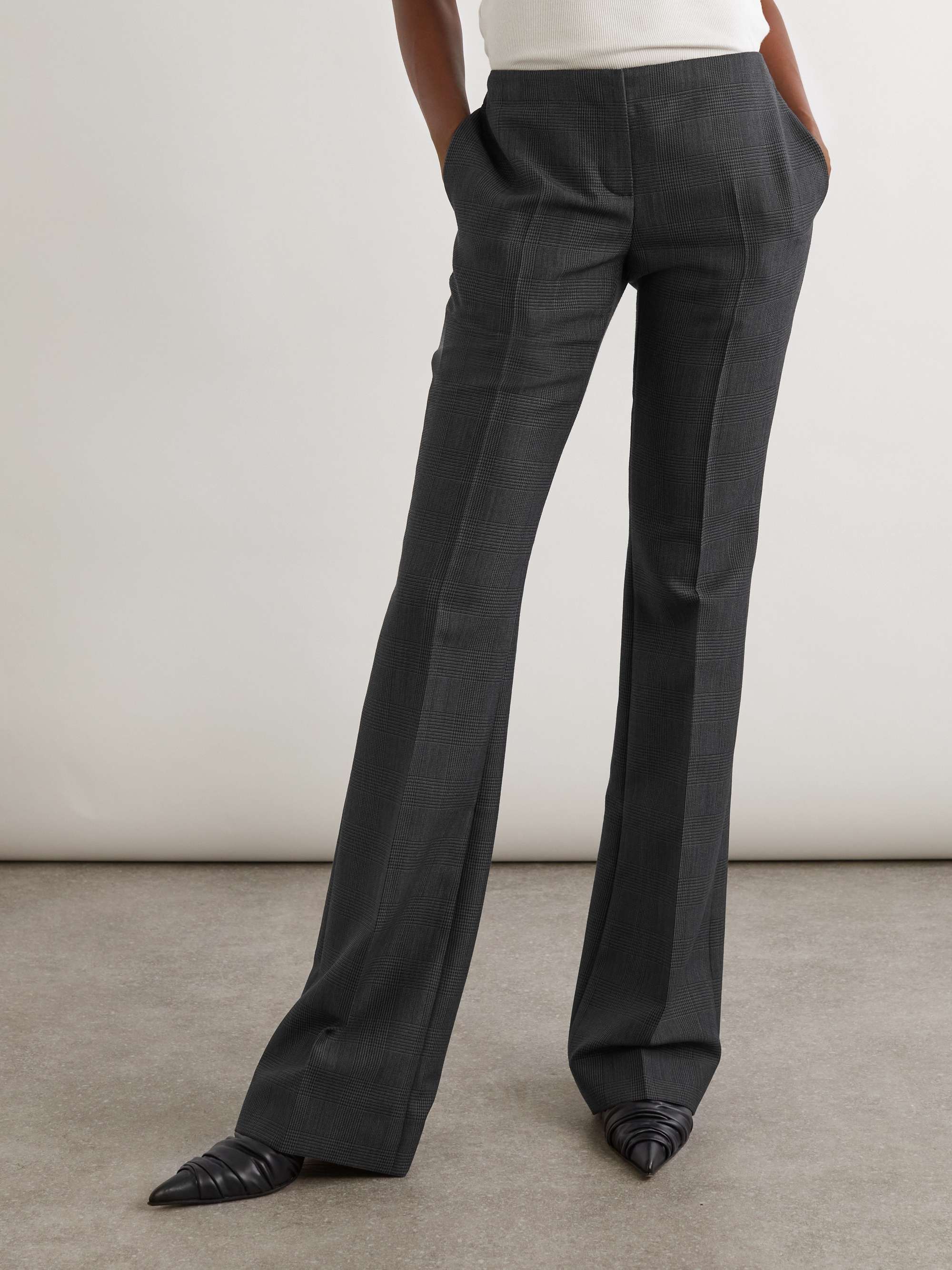 Checked wool flared pants view