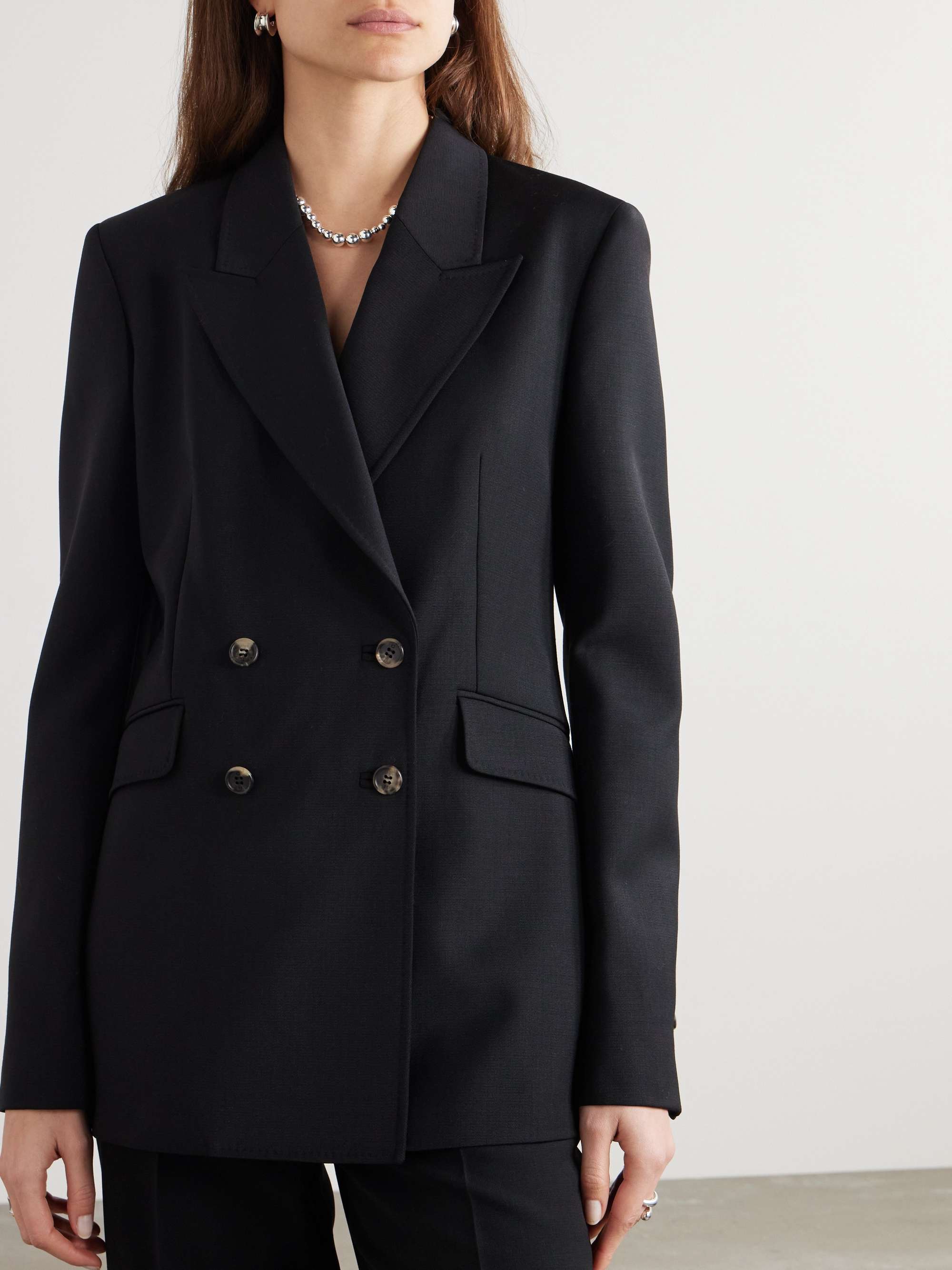 Angela double-breasted wool-crepe blazer view