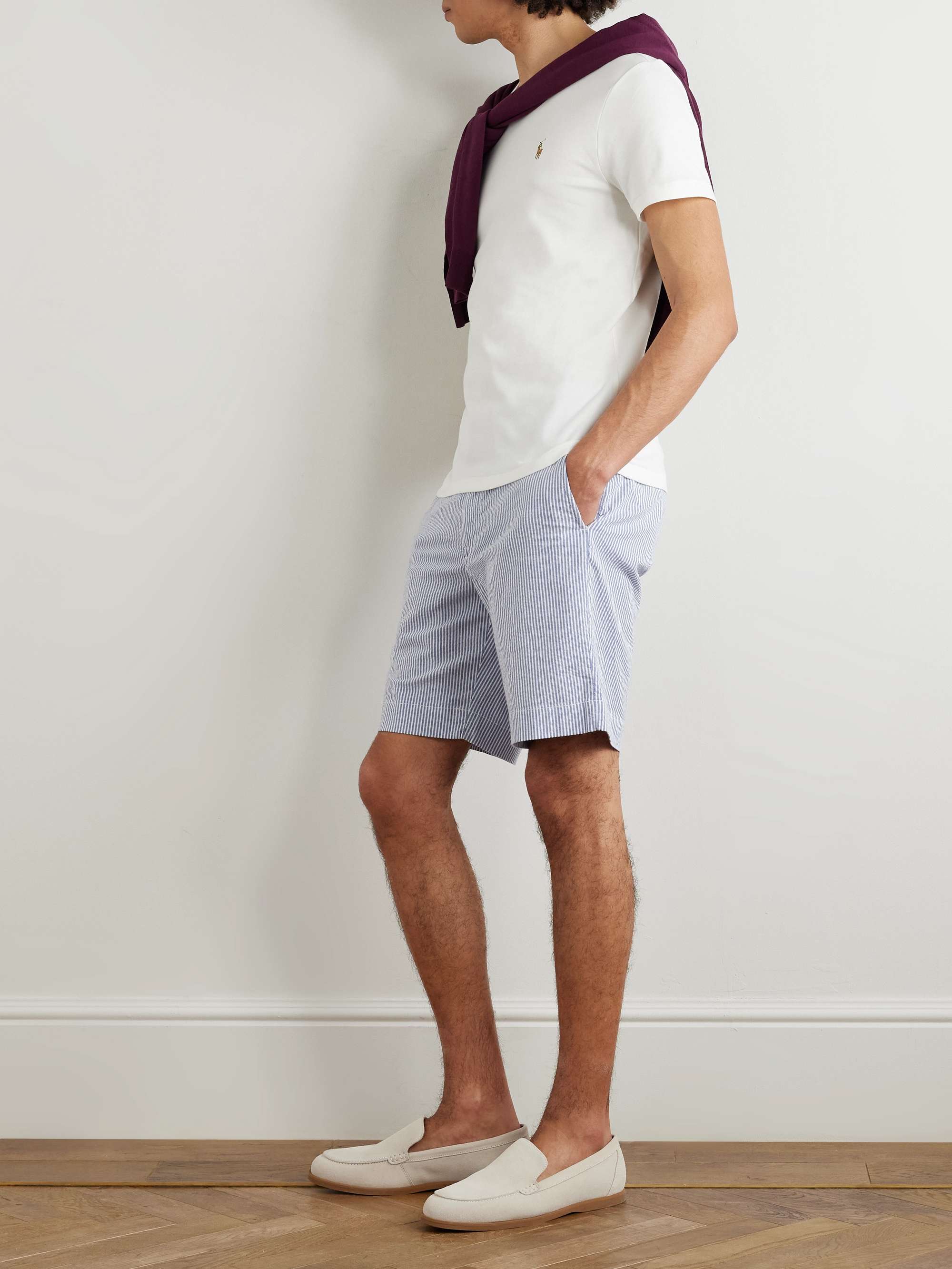 Straight-Leg Striped Cotton-Blend Seersucker Shorts view