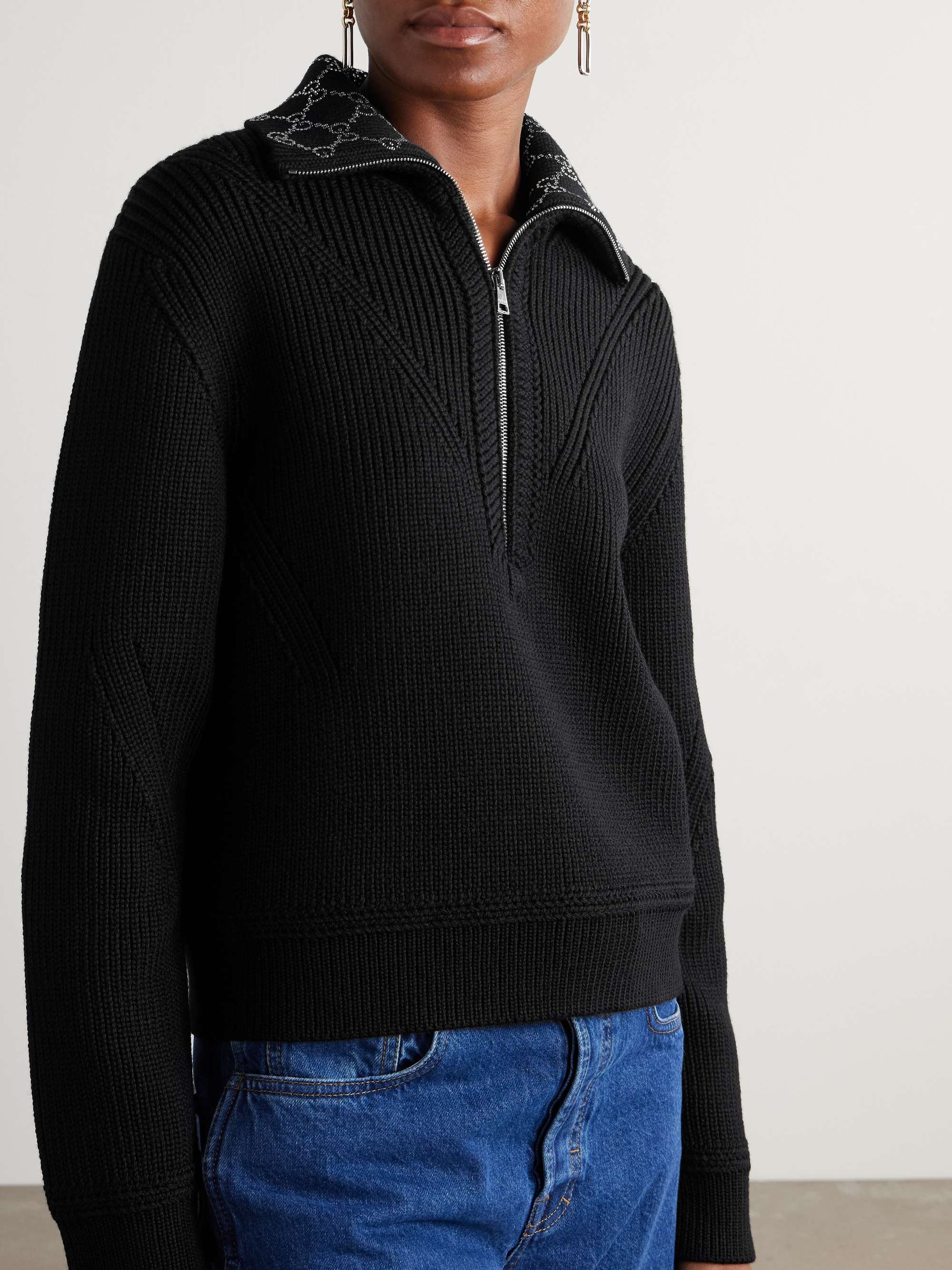 Crystal-embellished ribbed wool sweater view
