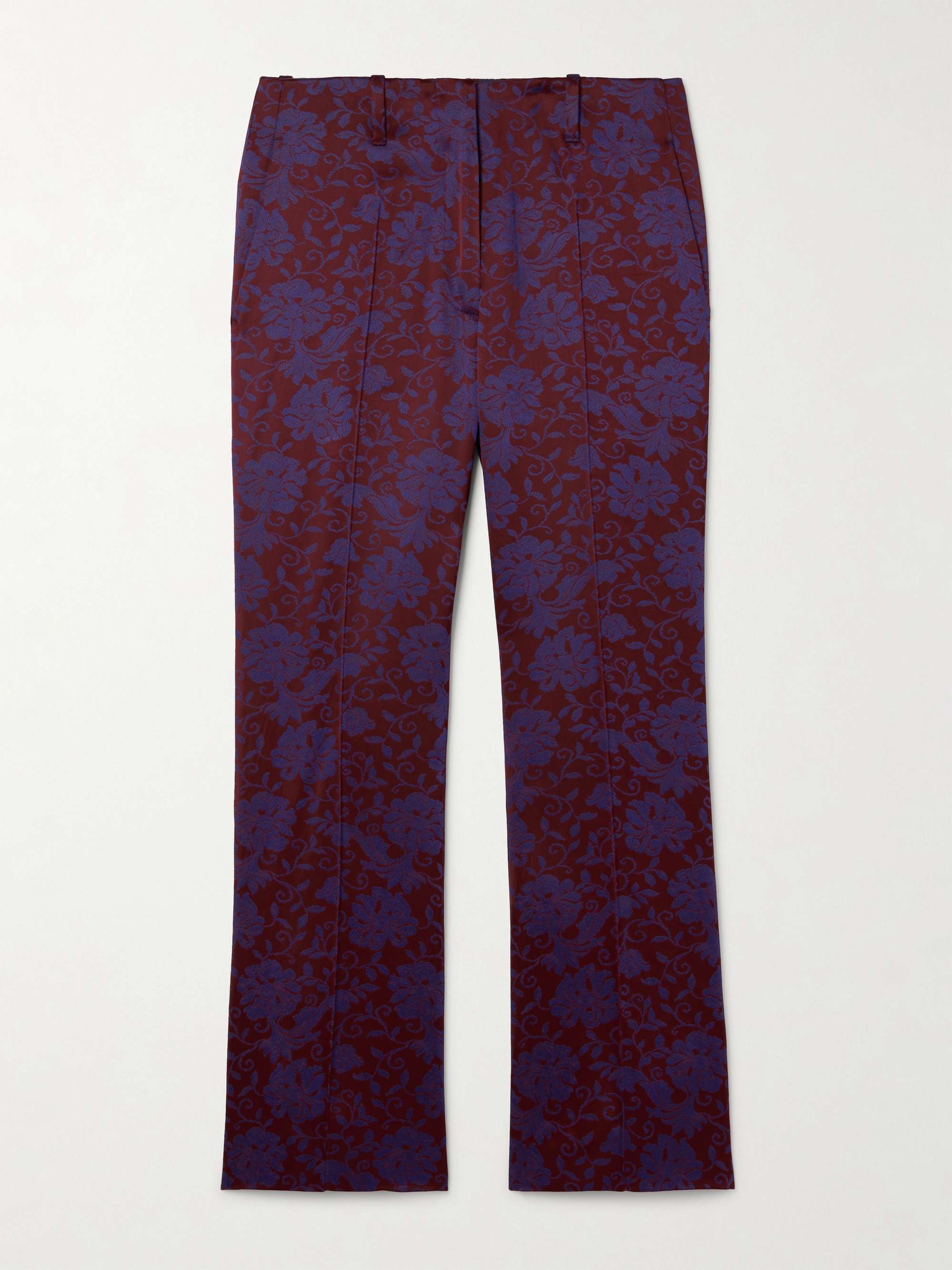 Paloma cropped floral-jacquard flared pants view