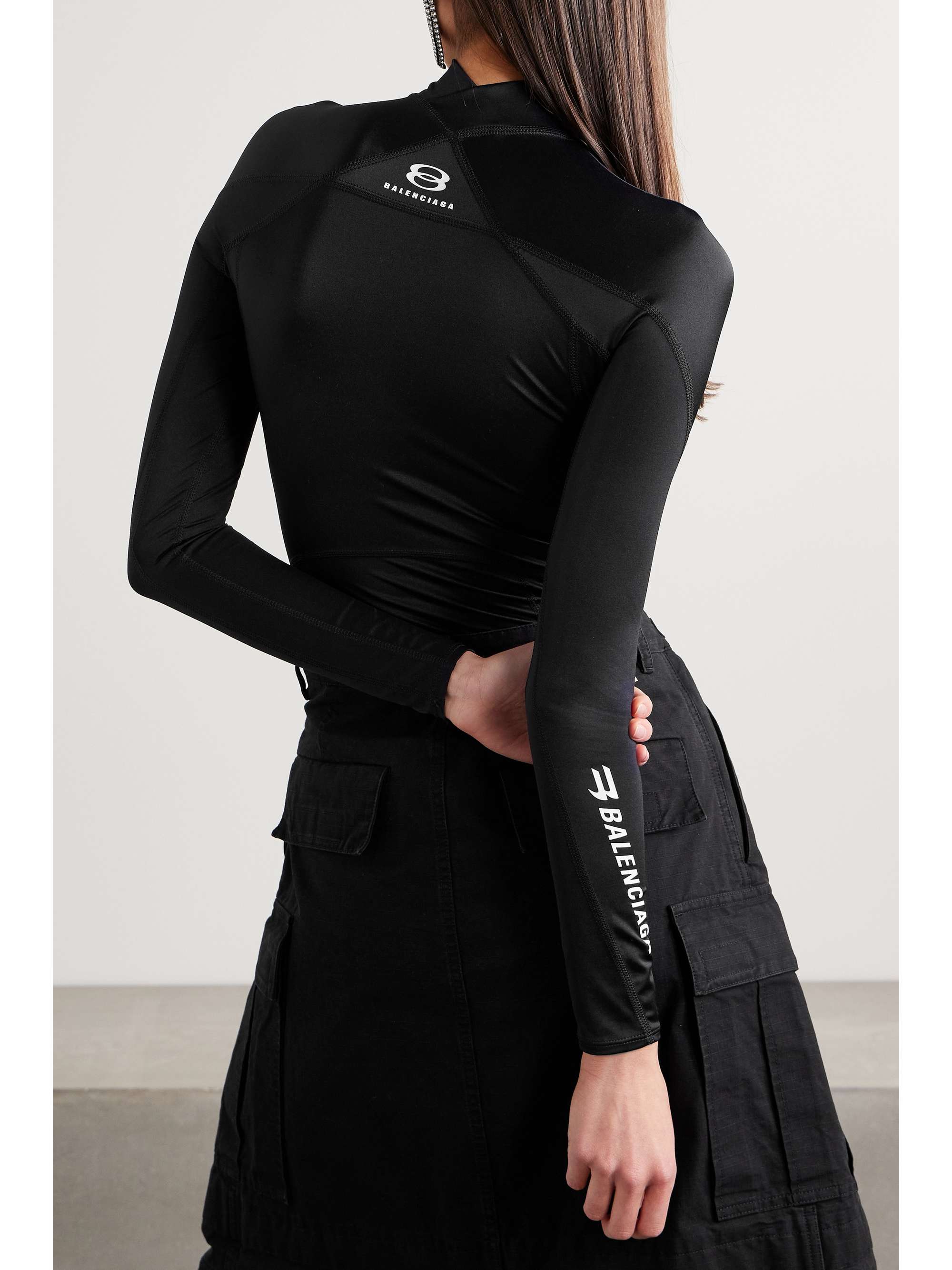 Printed satin-jersey top view