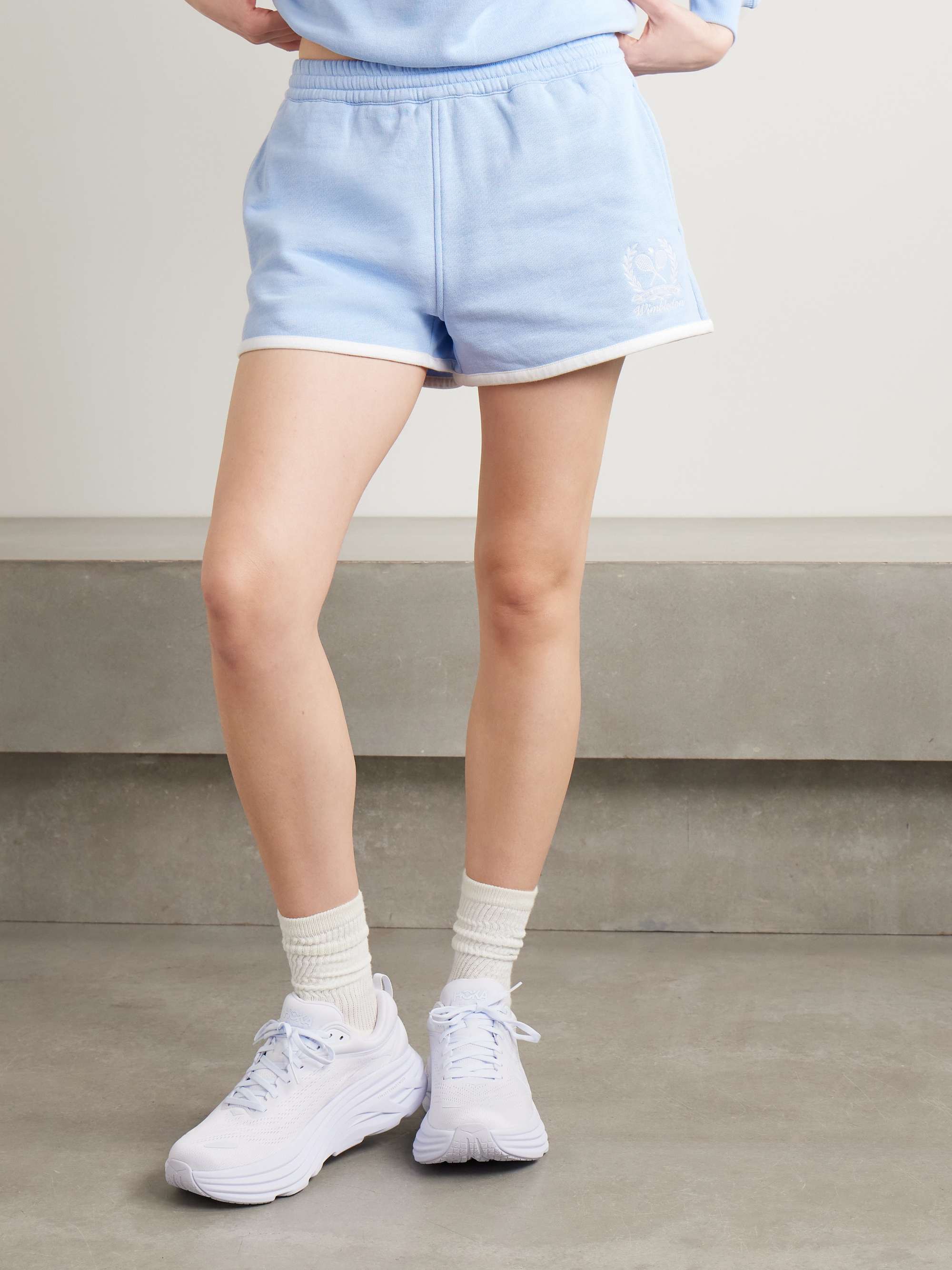 + Wimbledon embroidered cotton-blend jersey shorts view
