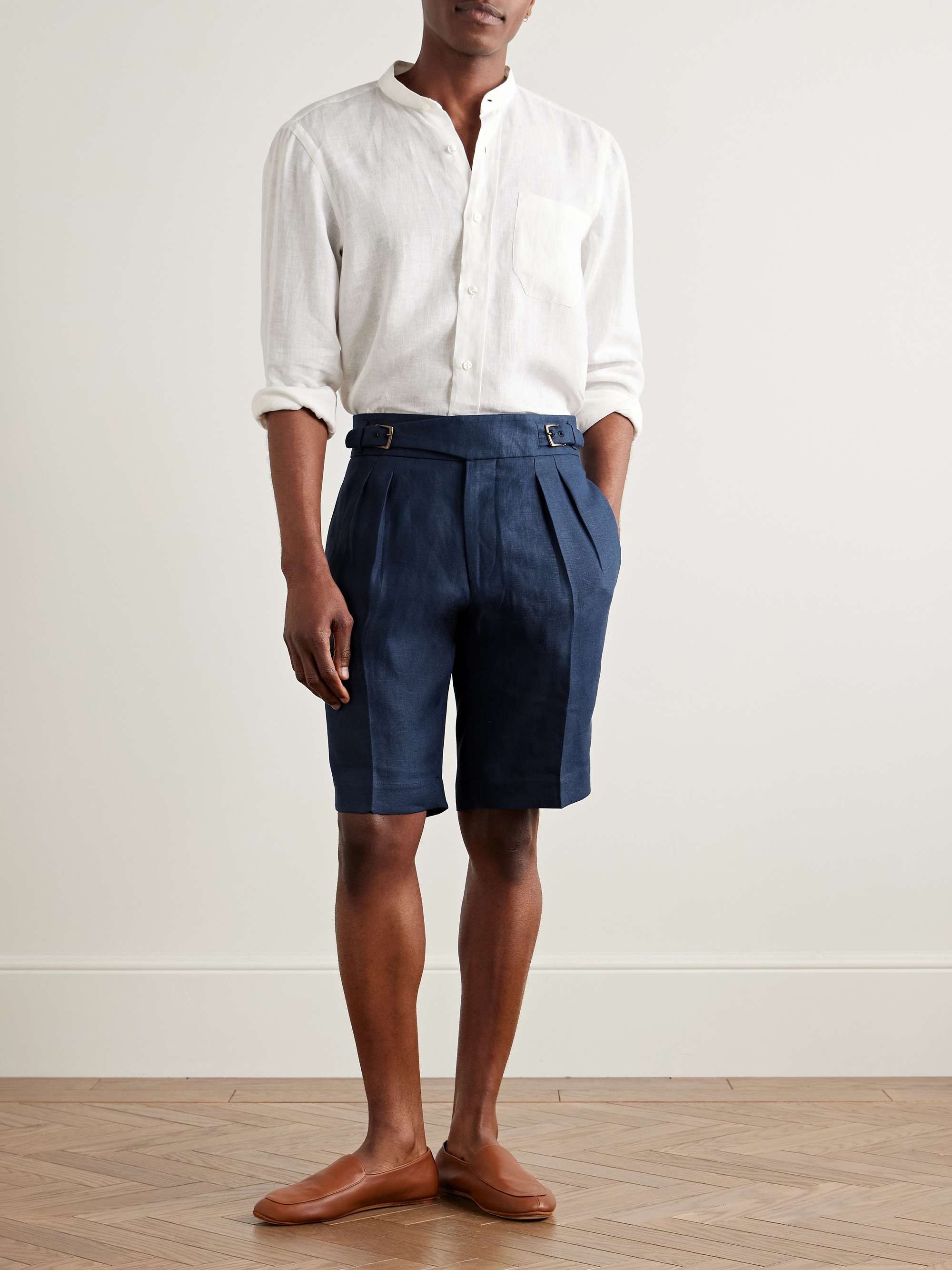 Gurkha Straight-Leg Pleated Linen Shorts view