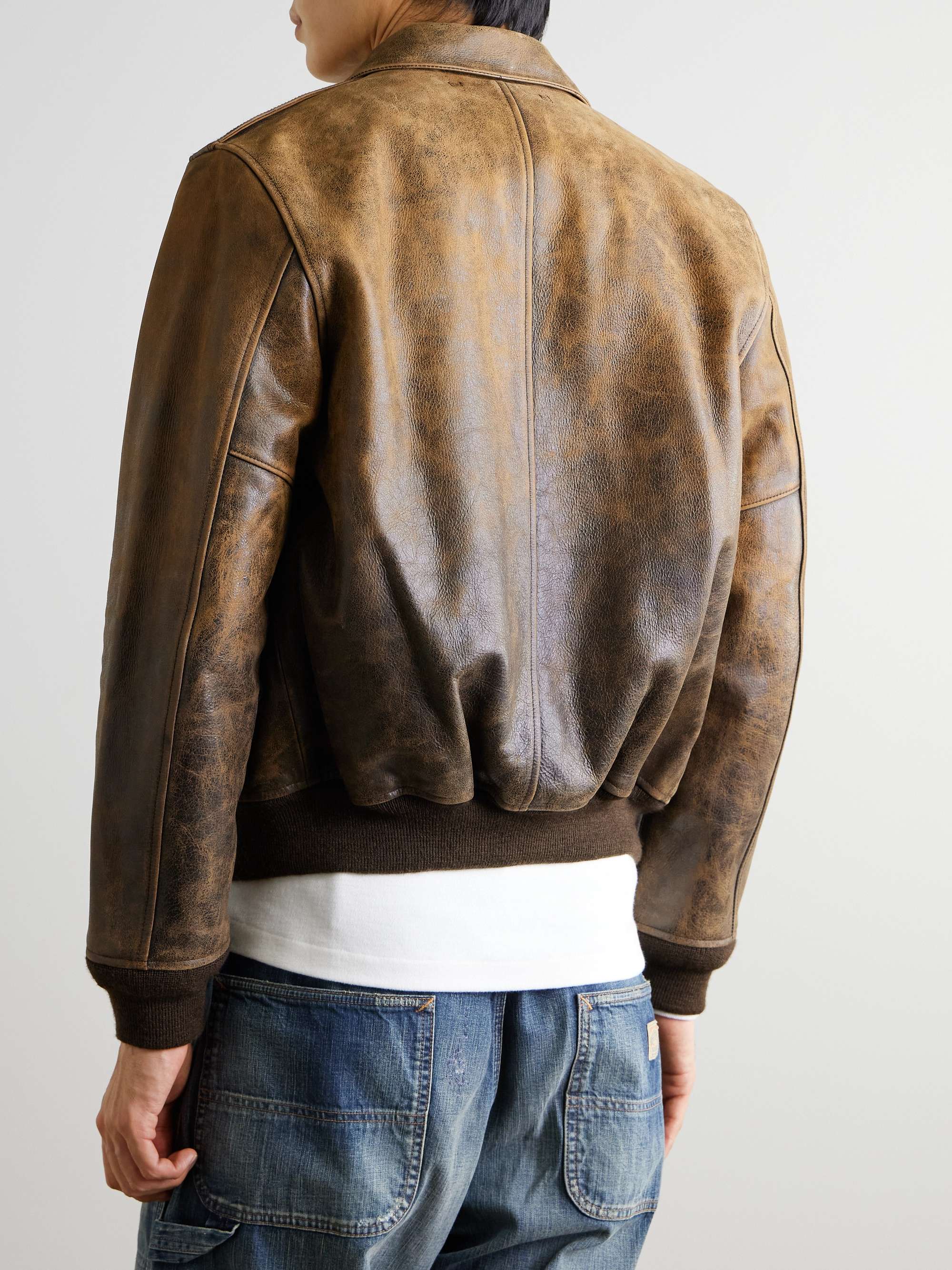 Polo Country Cracked-Leather Blouson Jacket view