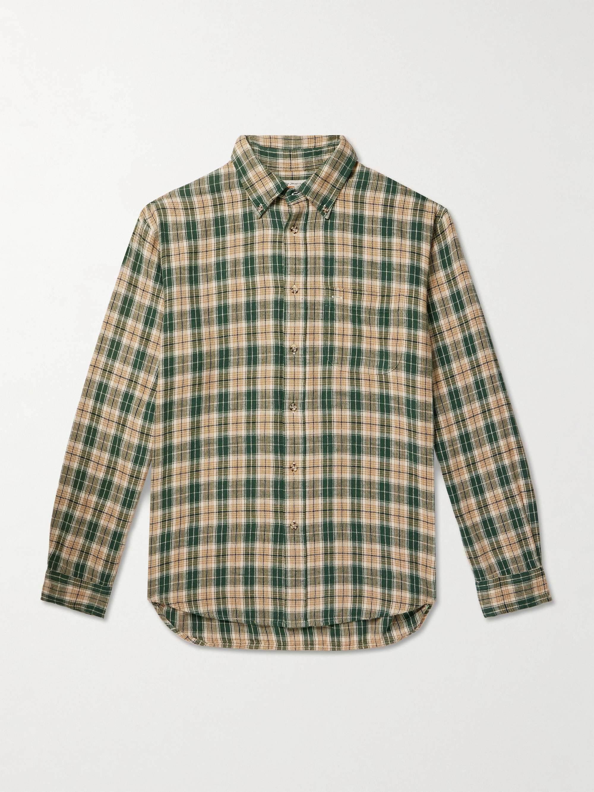 Julian Button-Down Collar Checked Cotton and Linen-Blend Shirt view