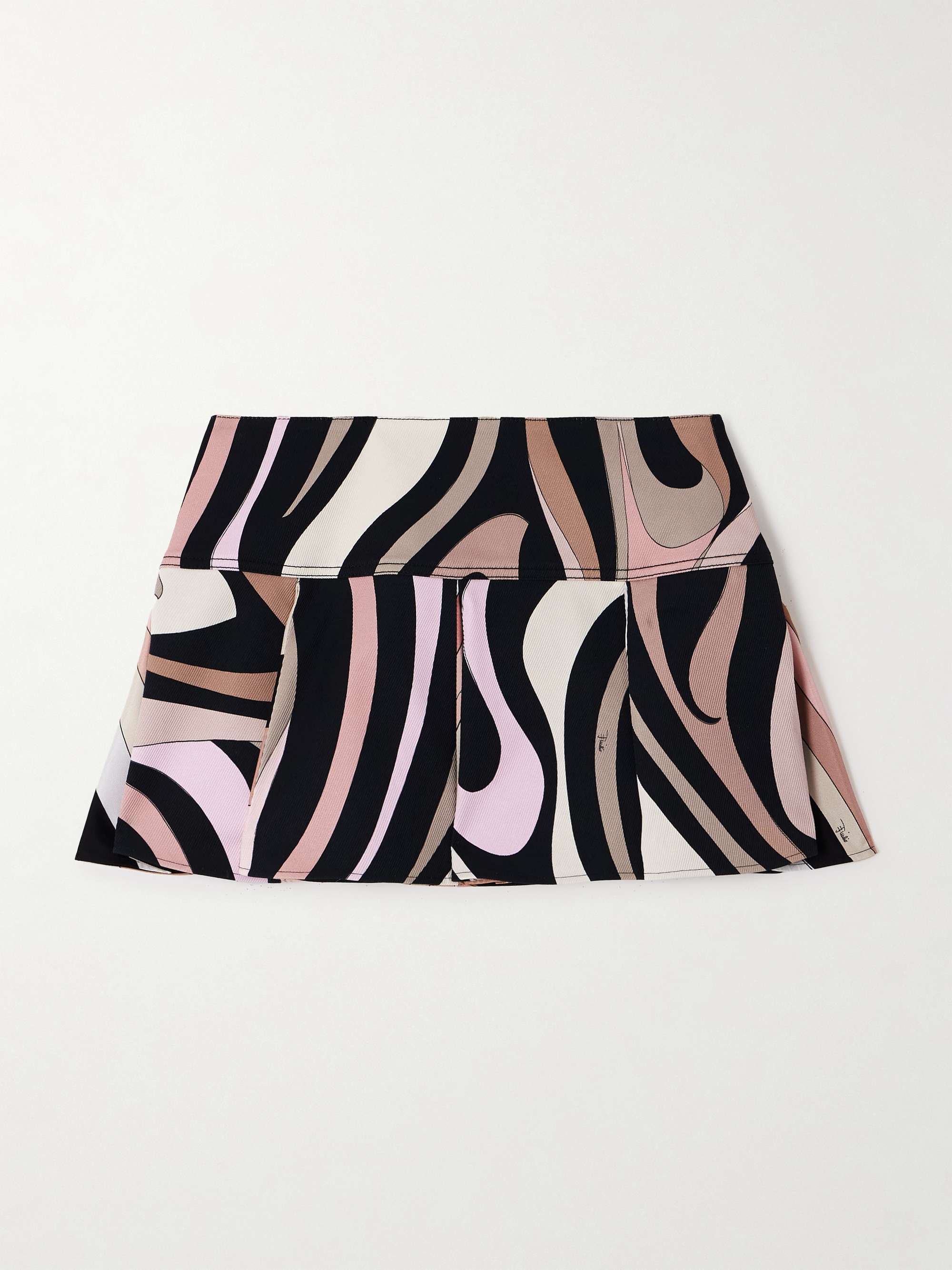 Marmo silk-trimmed pleated printed cotton-blend gabardine mini skirt view