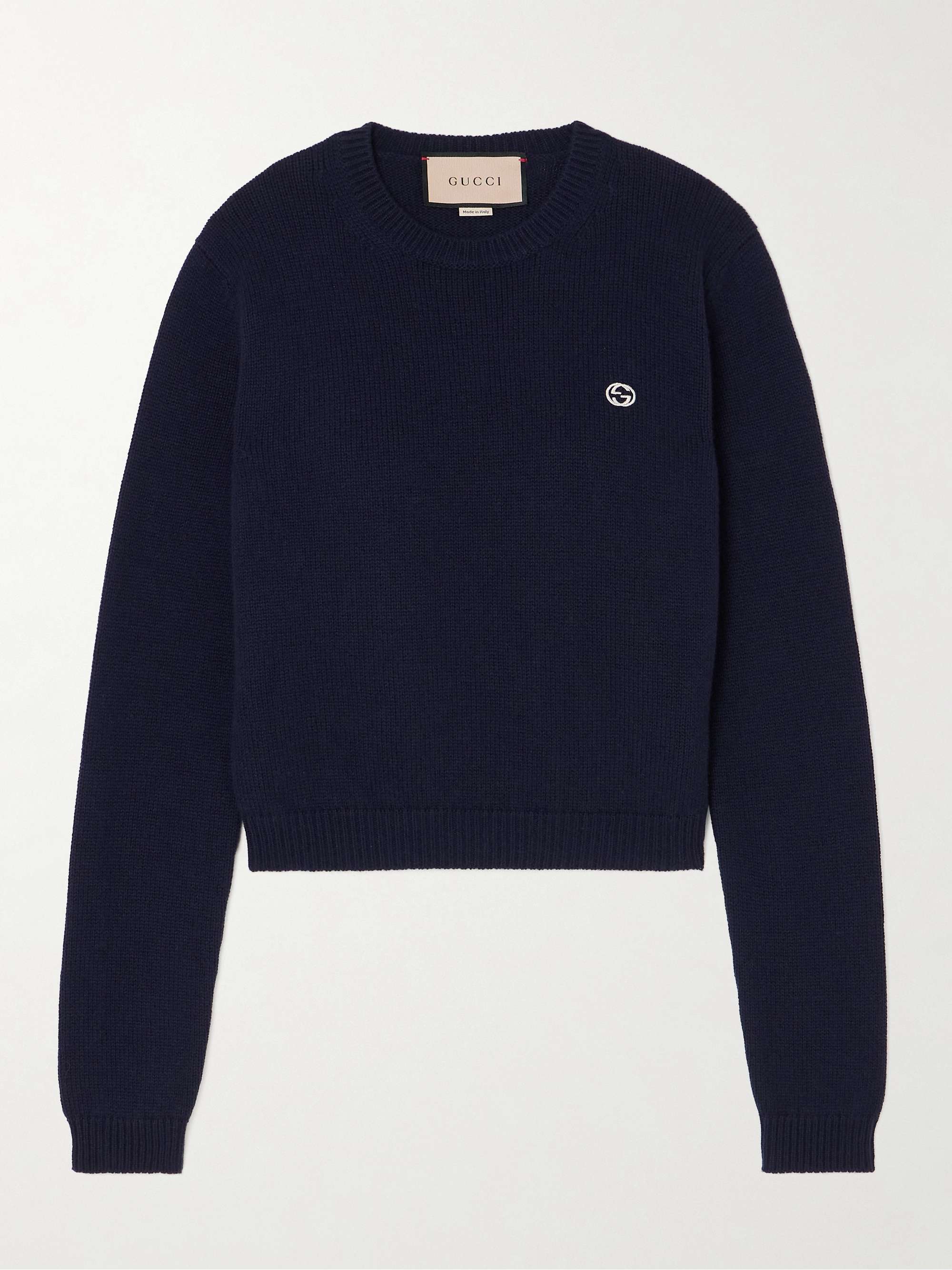 Cropped embroidered wool and cashmere-blend sweater view