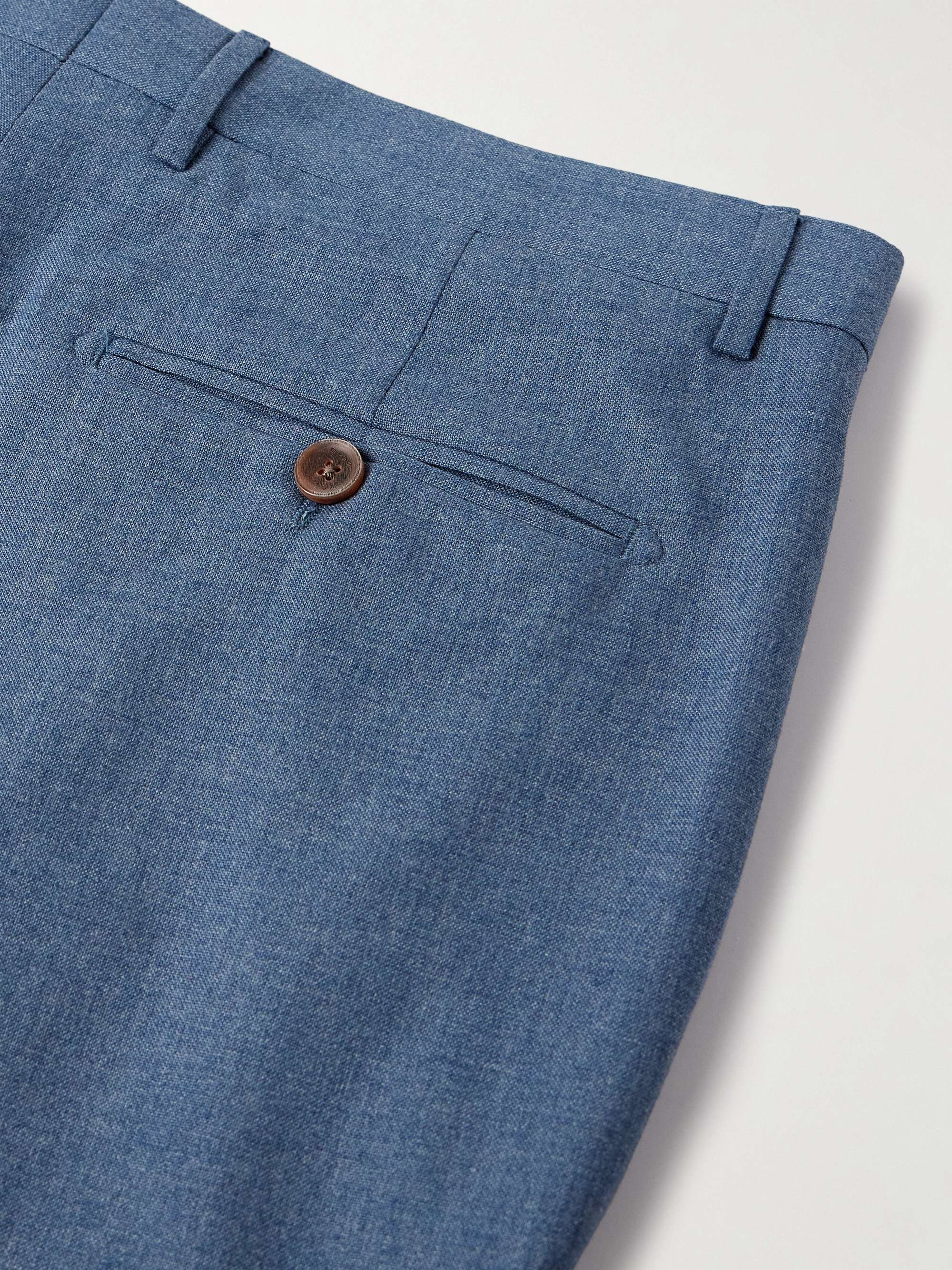 Straight-Leg Pleated Silk and Cashmere-Blend Trousers view