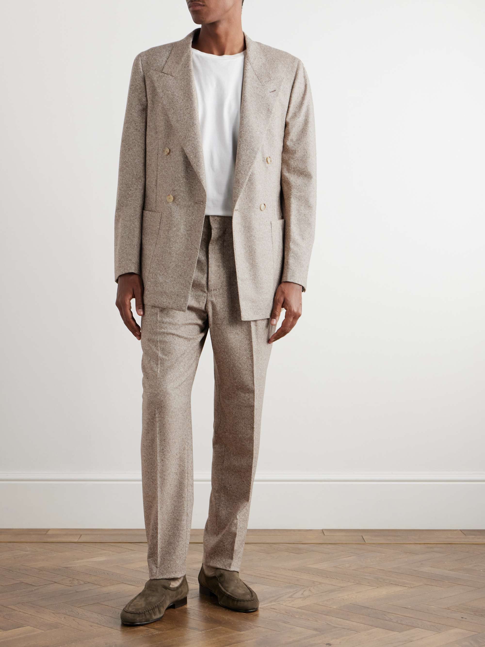 Straight-Leg Wool and Cashmere-Blend Suit Trousers view