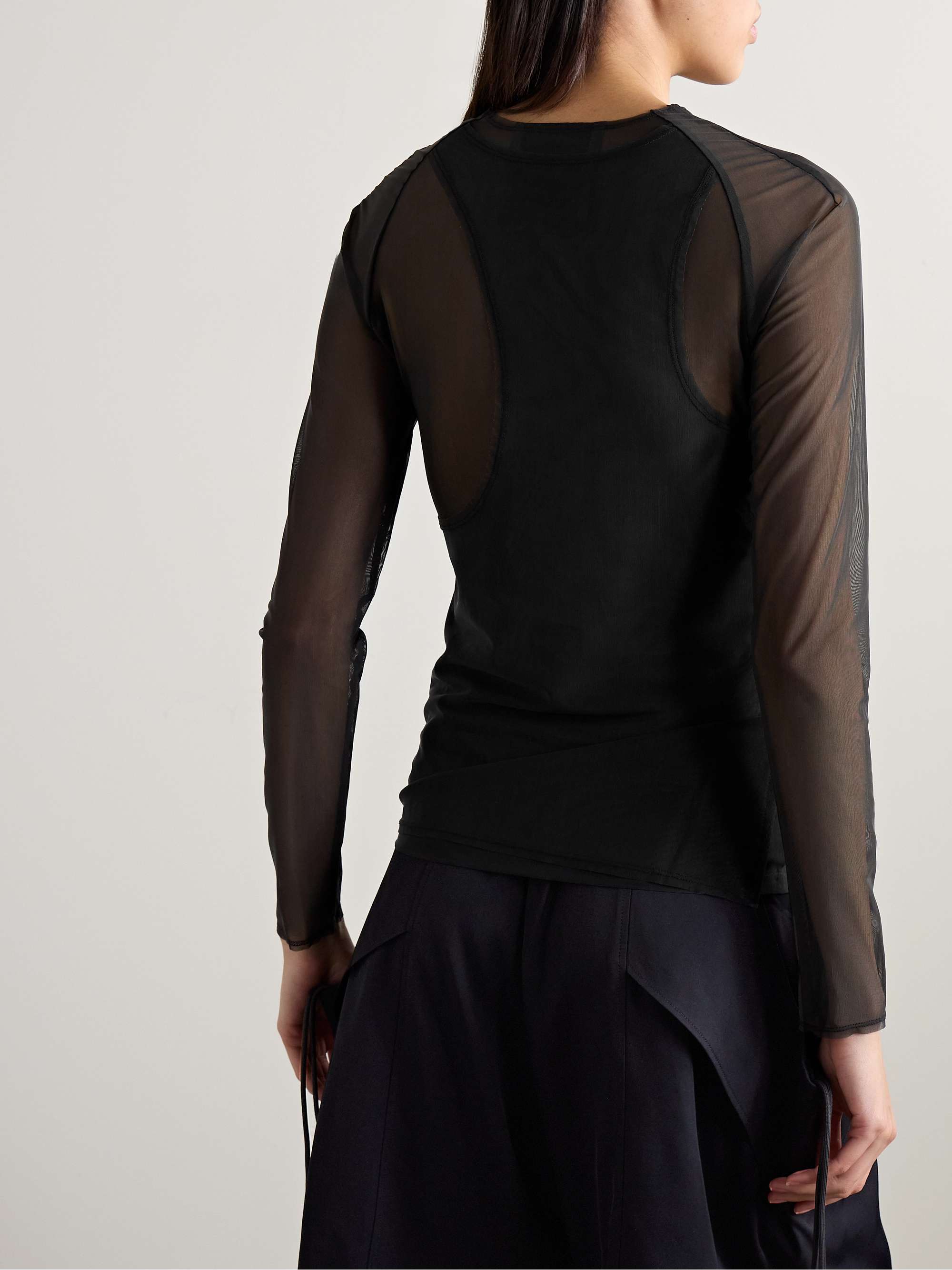 + Y-3 layered stretch recycled-mesh shirt view
