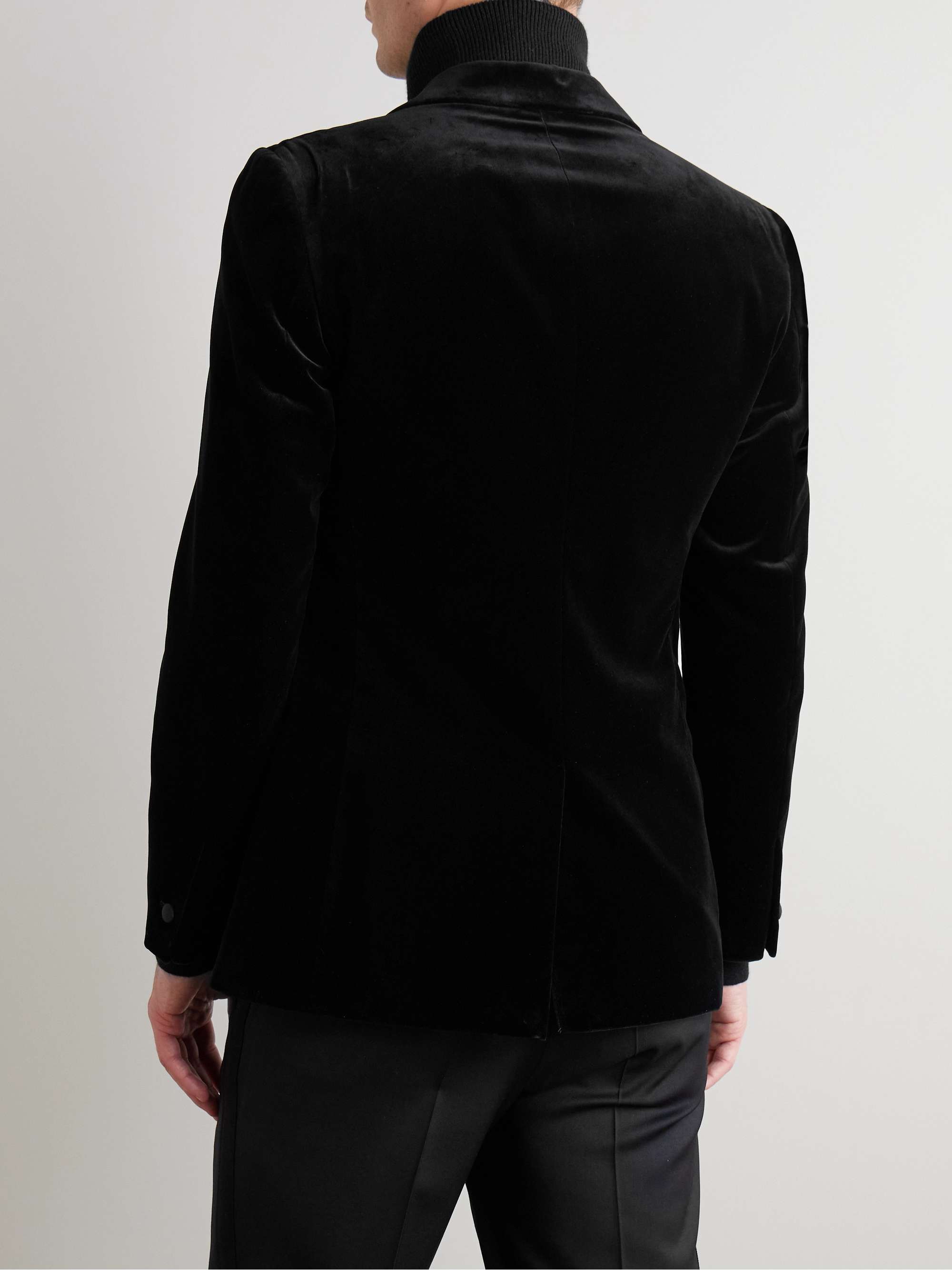 Slim-Fit Twill-Trimmed Cotton-Velvet Tuxedo Jacket view