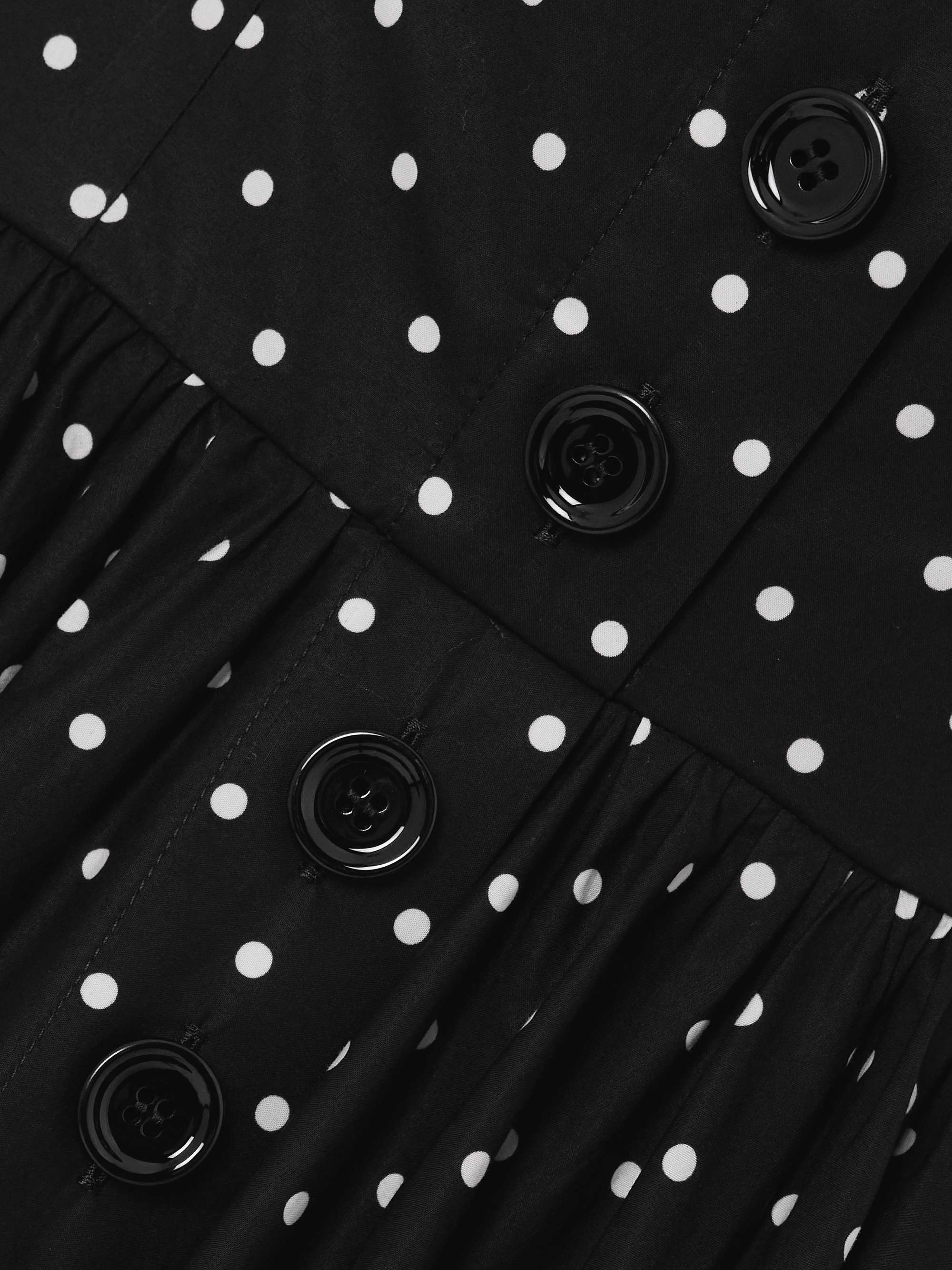 Gathered polka-dot cotton-poplin midi dress view