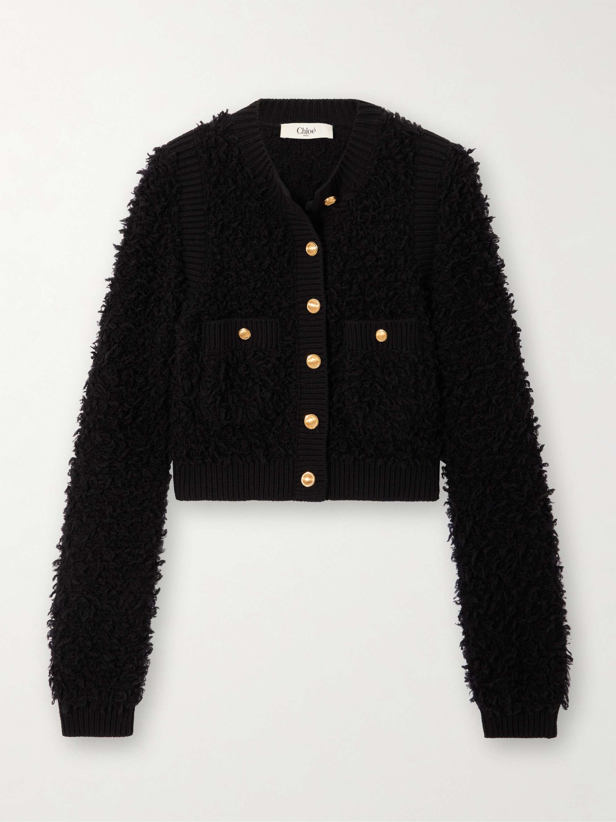 Wool and silk-blend bouclé cardigan view