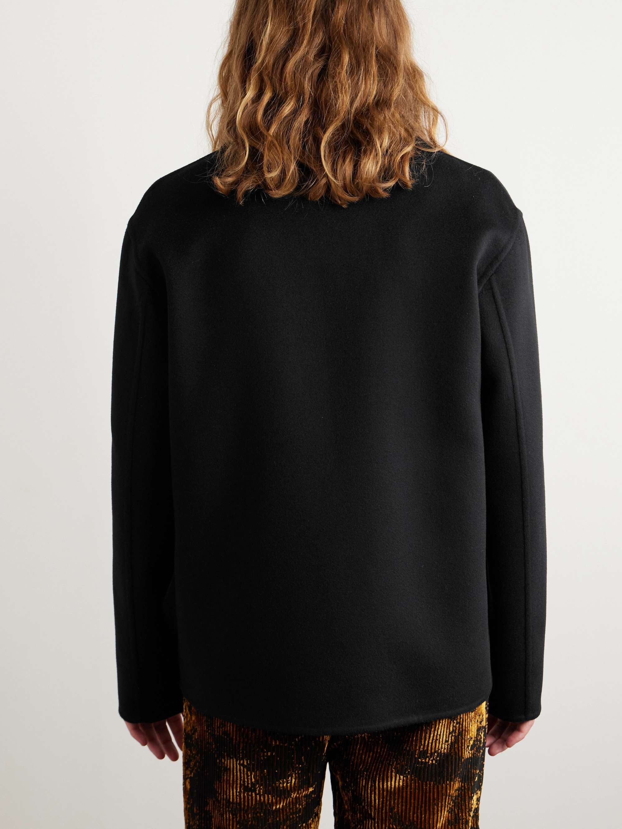Leather-Trimmed Wool and Cashmere-Blend Jacket view