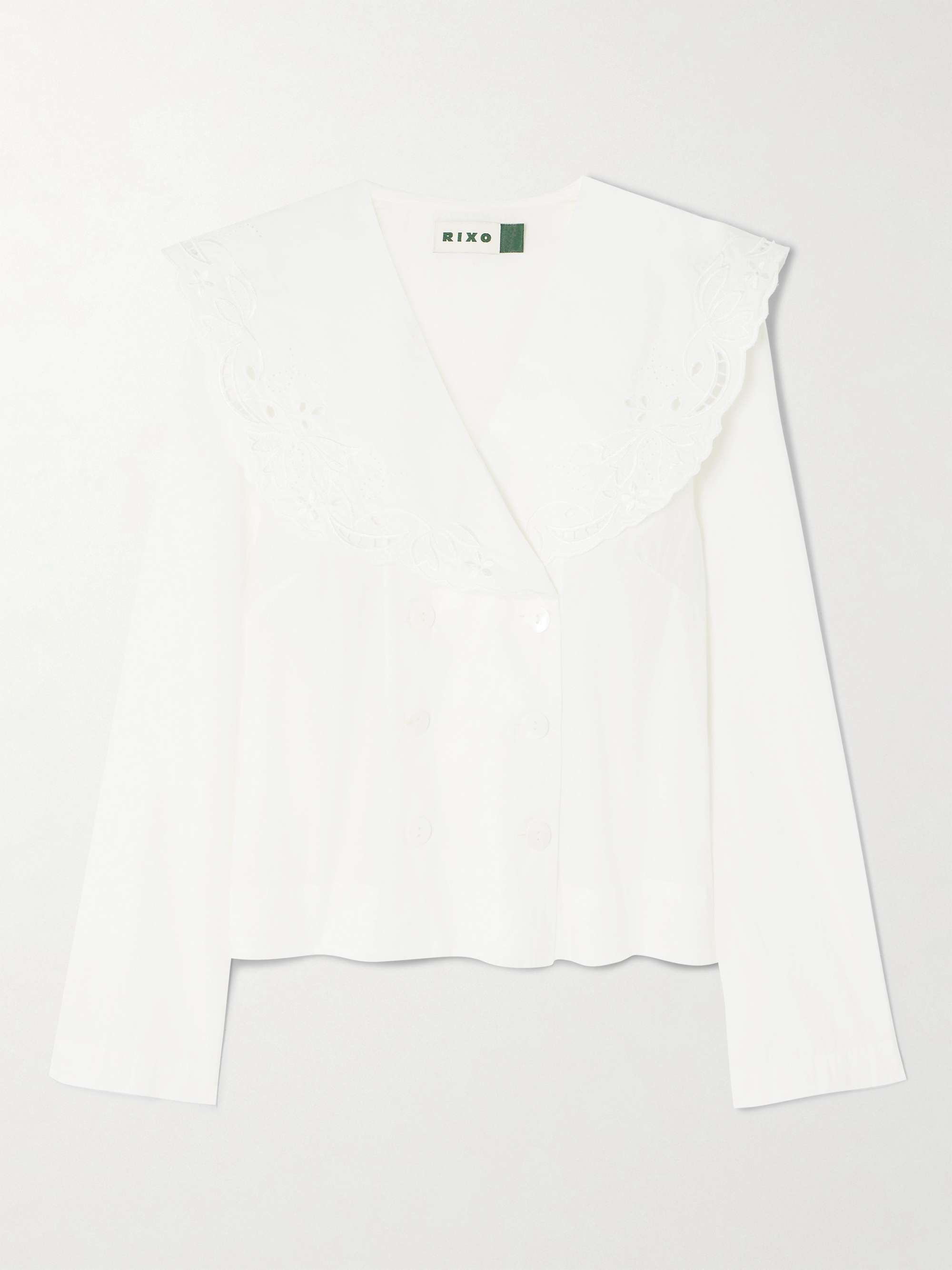Elettrice double-breasted broderie anglaise cotton-poplin blouse view