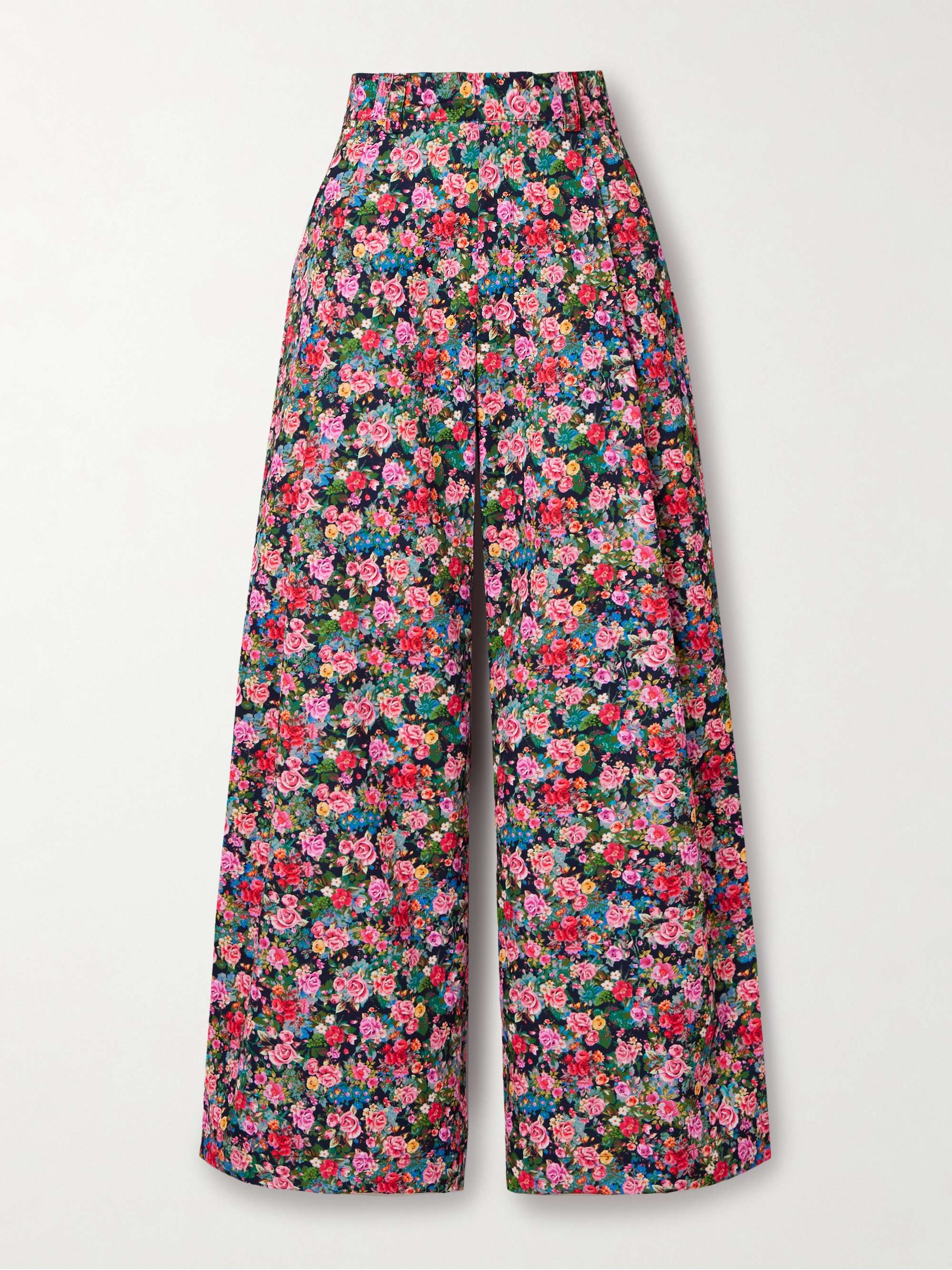 Olympe pleated floral-print woven wide-leg pants view