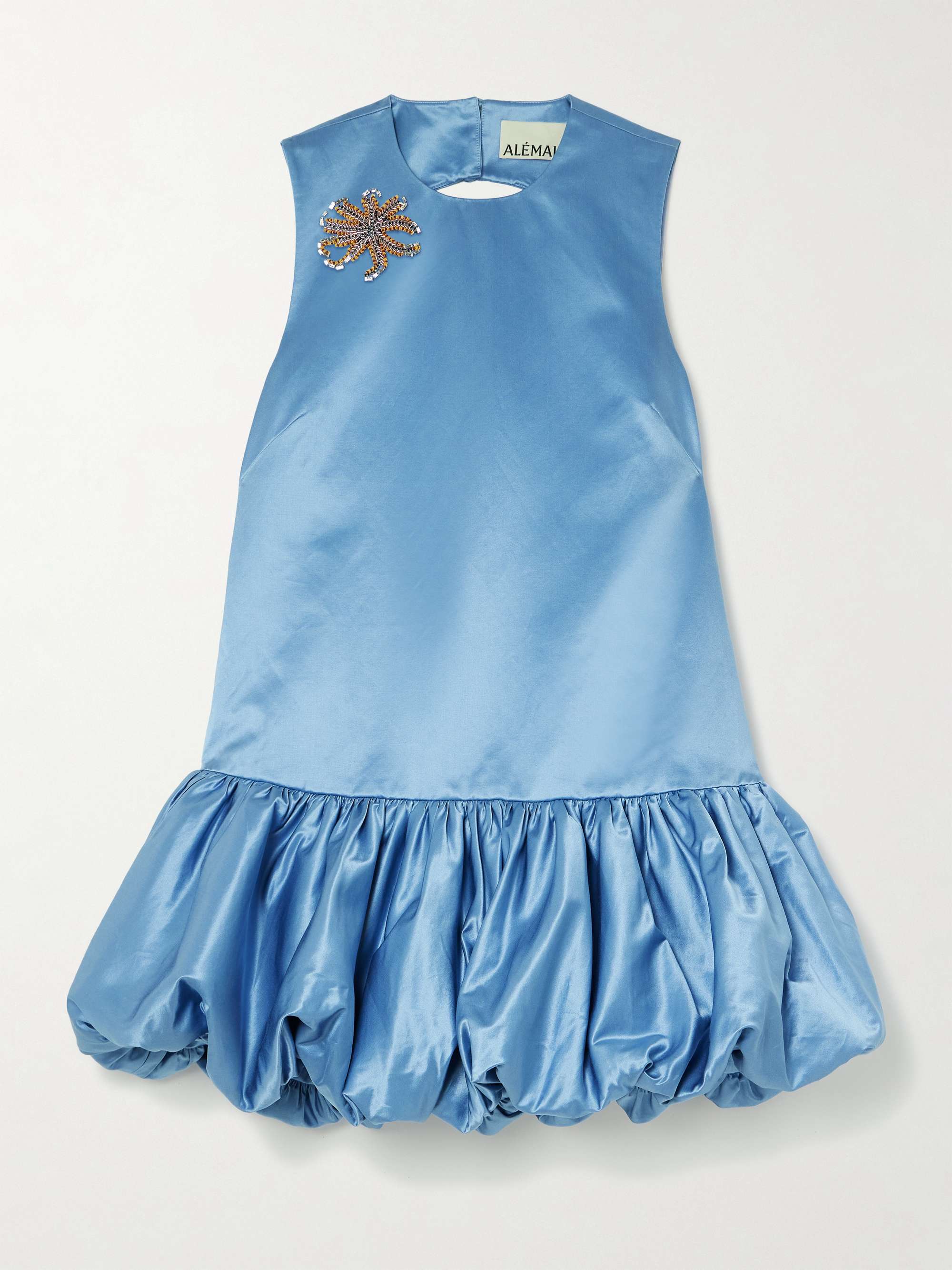 + Sam Pauletto Caspian embellished gathered cotton and silk-blend duchesse-satin mini dress view