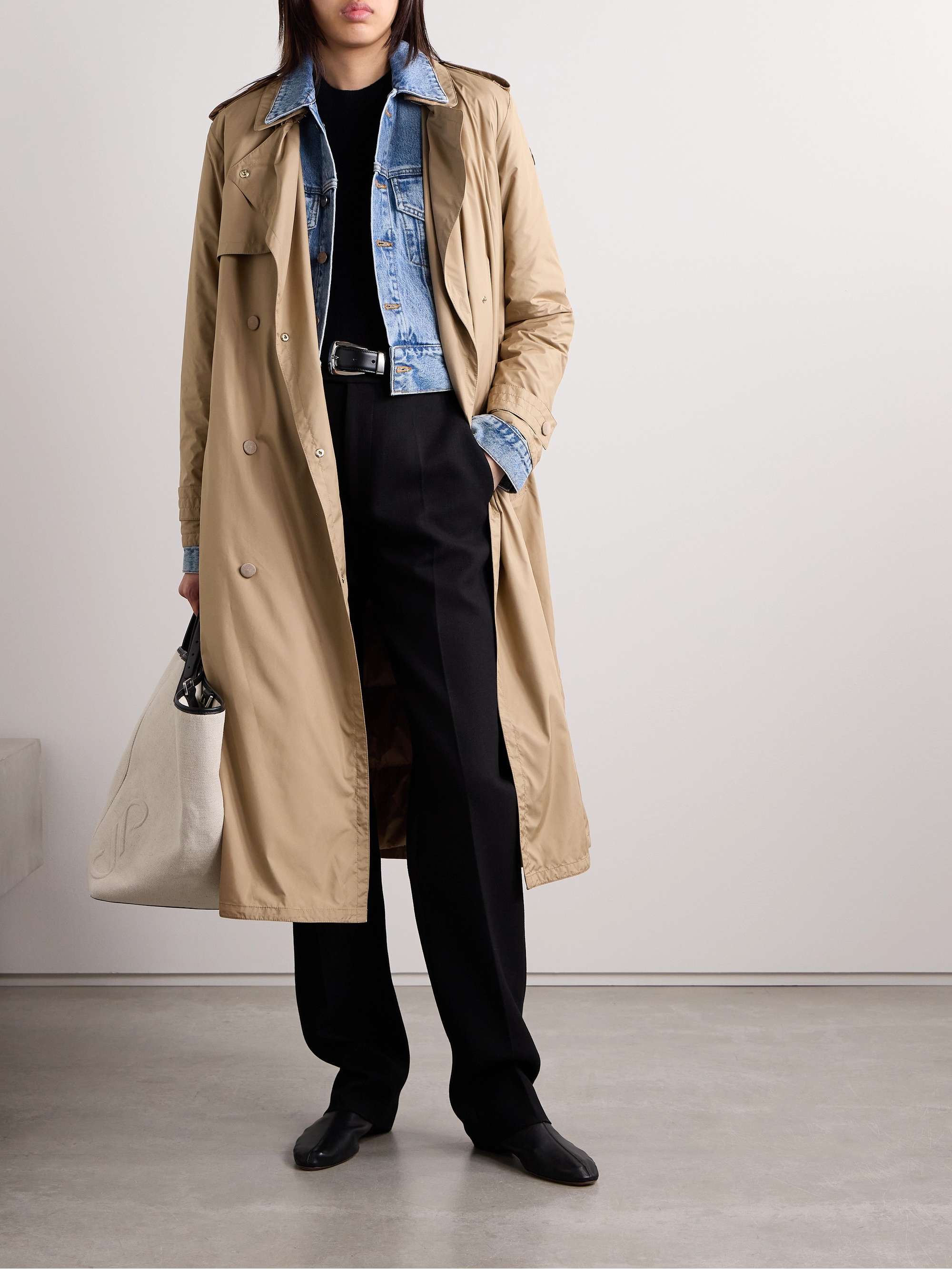 Barbentane belted double-breasted padded shell down trench coat view