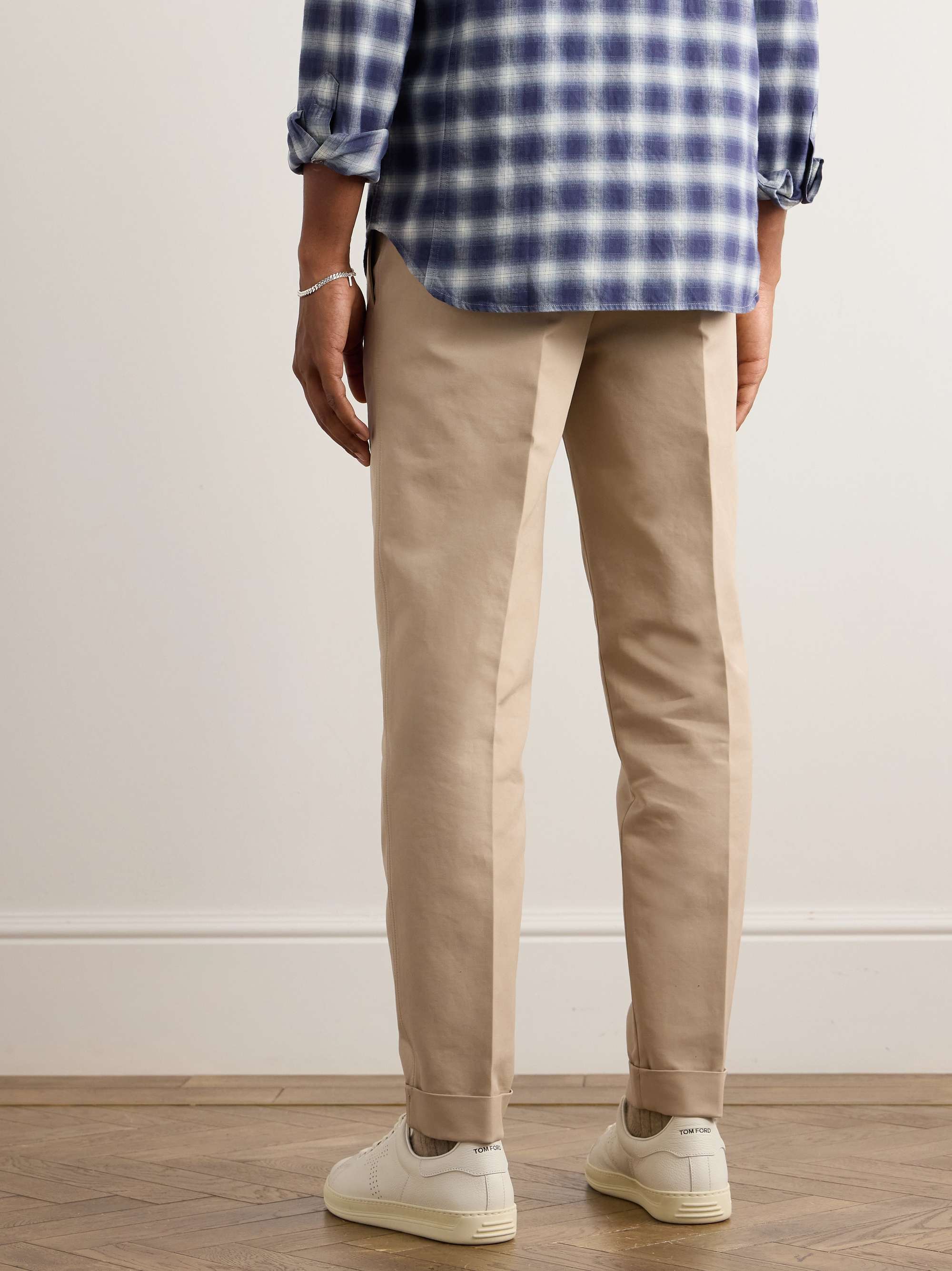 Pleated Cotton-Twill Trousers view